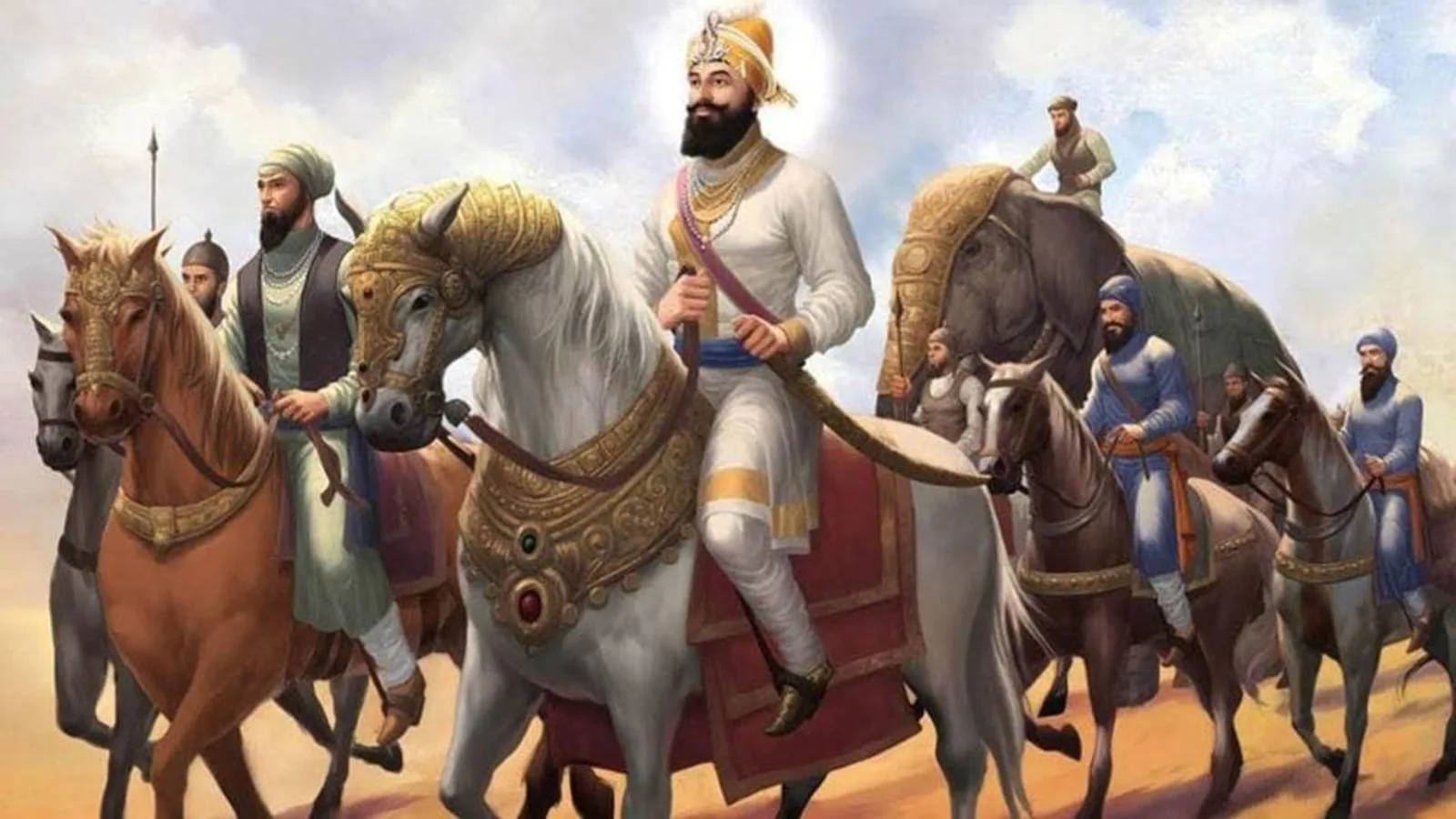 Guru Gobind Singh Ji With Army Background