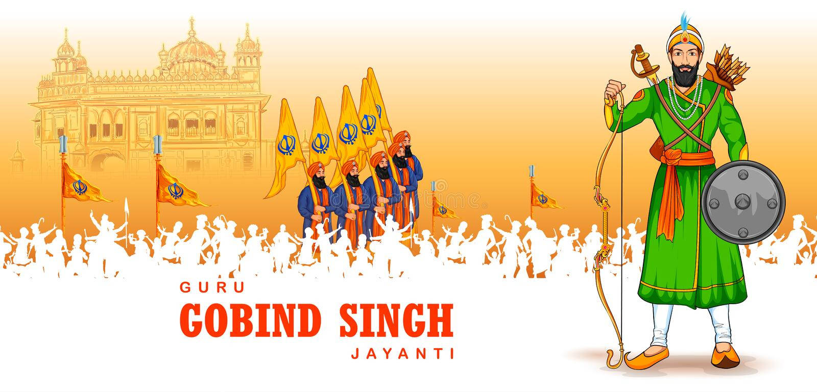 Guru Gobind Singh Ji With Soldiers Background