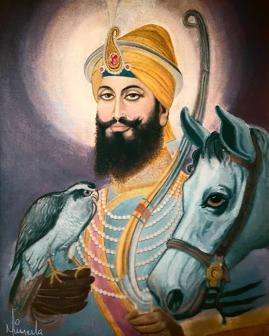 Guru Gobind Singh Ji With Symbols