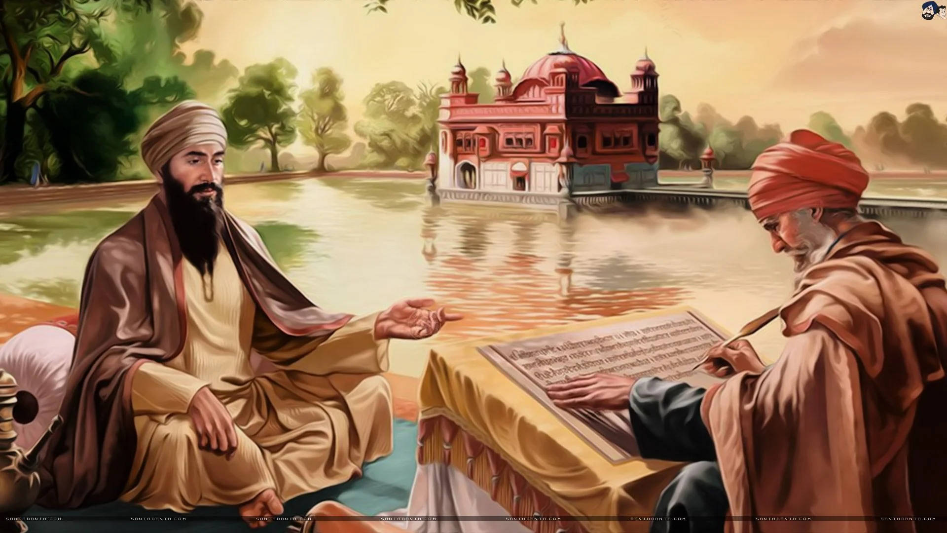 Guru Ji In The Lake Background