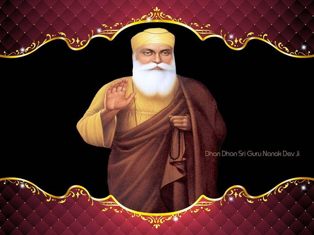Guru Nanak Dev Ji In An Ornate Frame Background