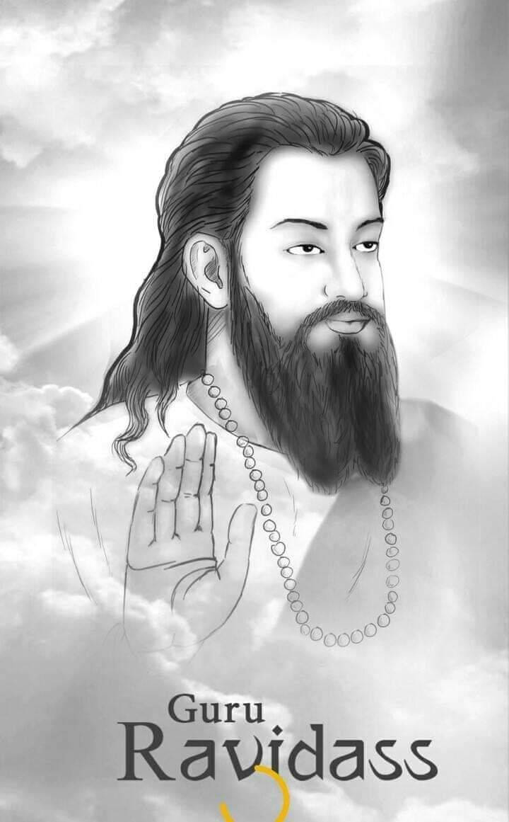 Guru Ravidass Pencil Portrait Illustration Background
