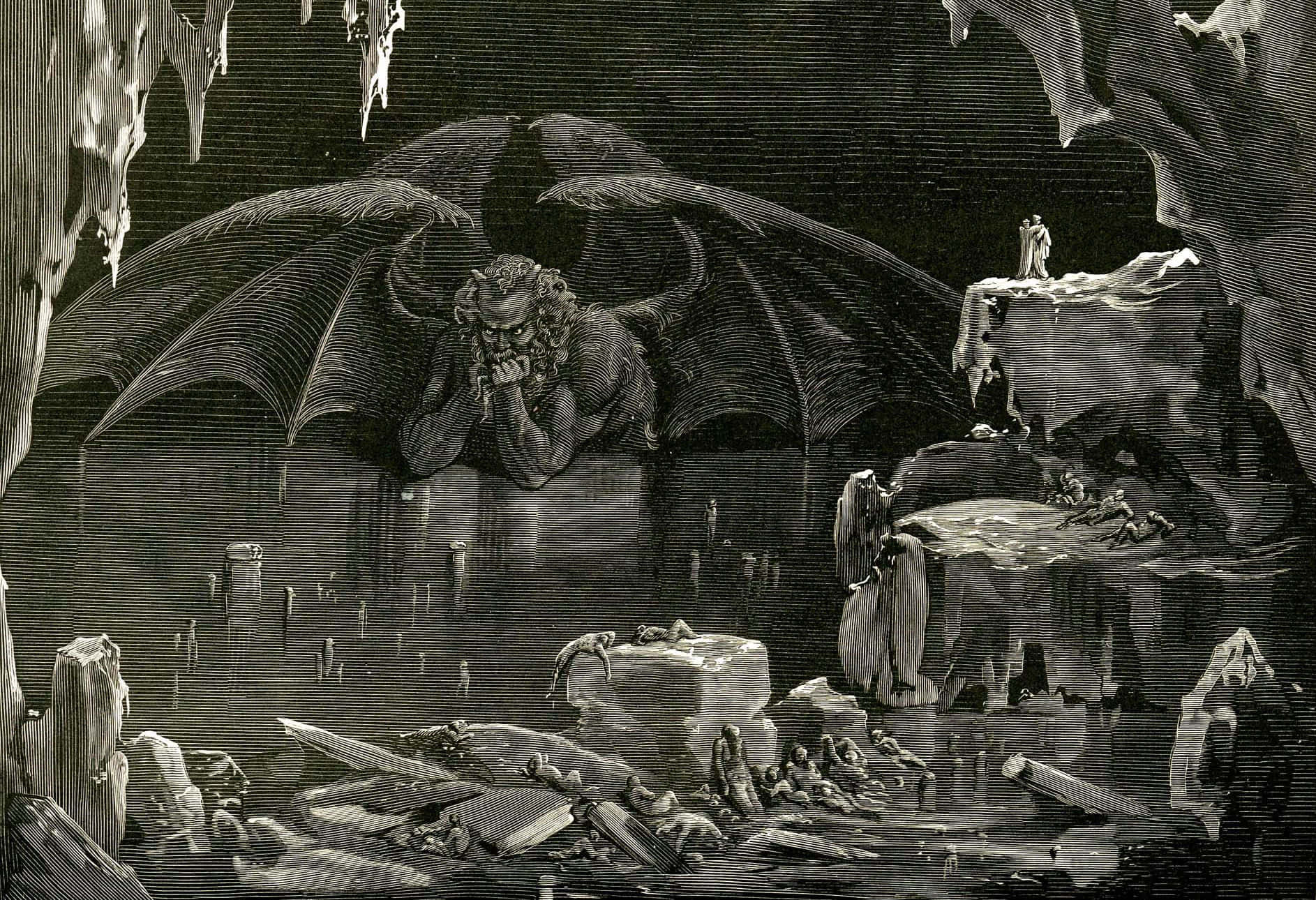 Gustave Dore Satan Watchingthe Caressesof Adamand Eve Background