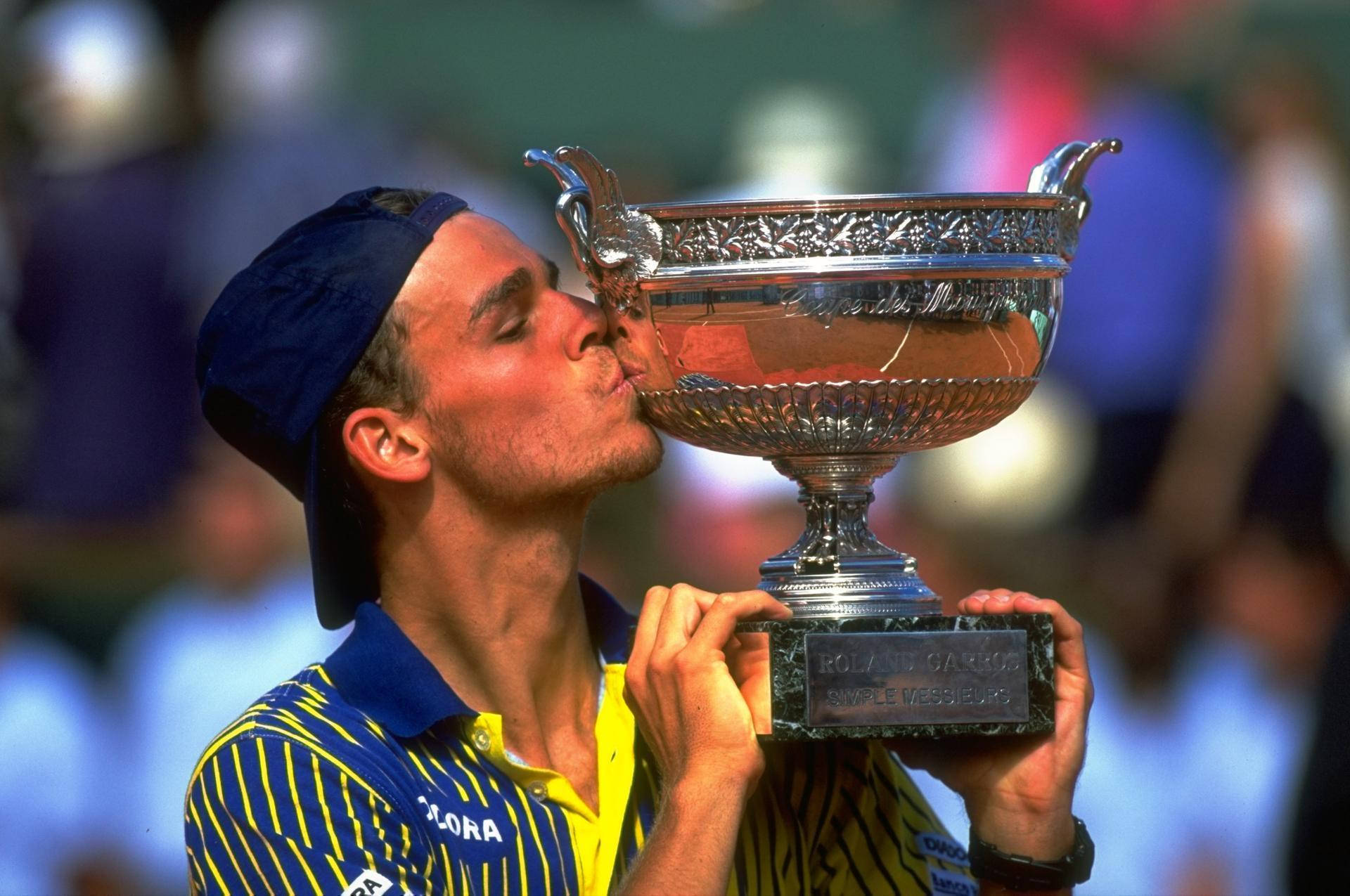 Gustavo Kuerten Kissing The Trophy Cup