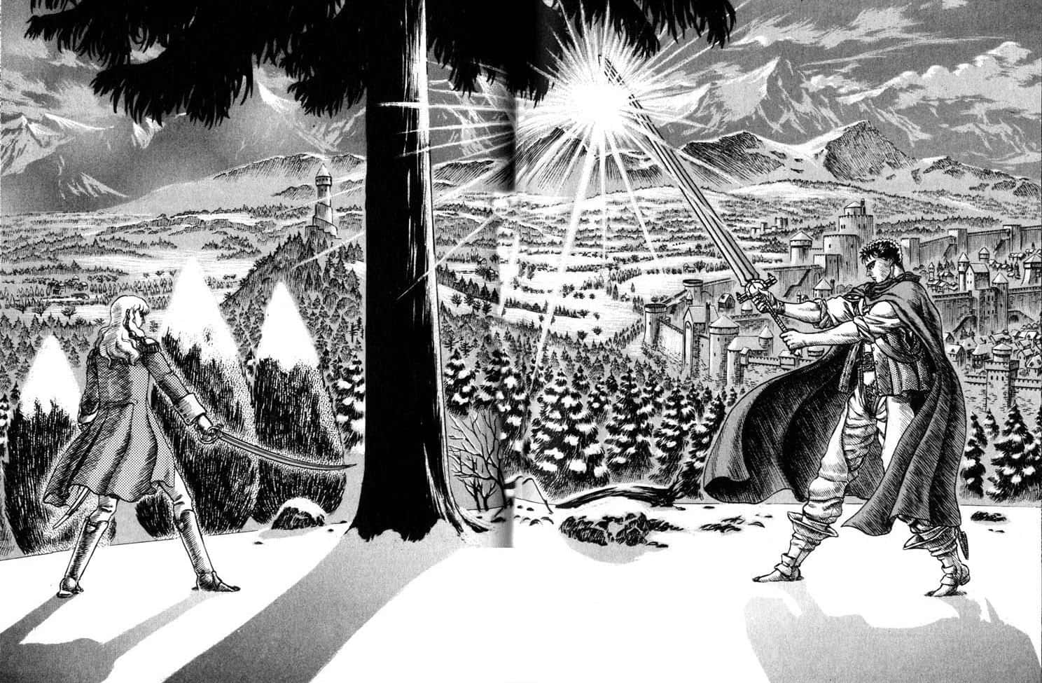 Guts And Griffith, Heroes Of Berserk Manga Background