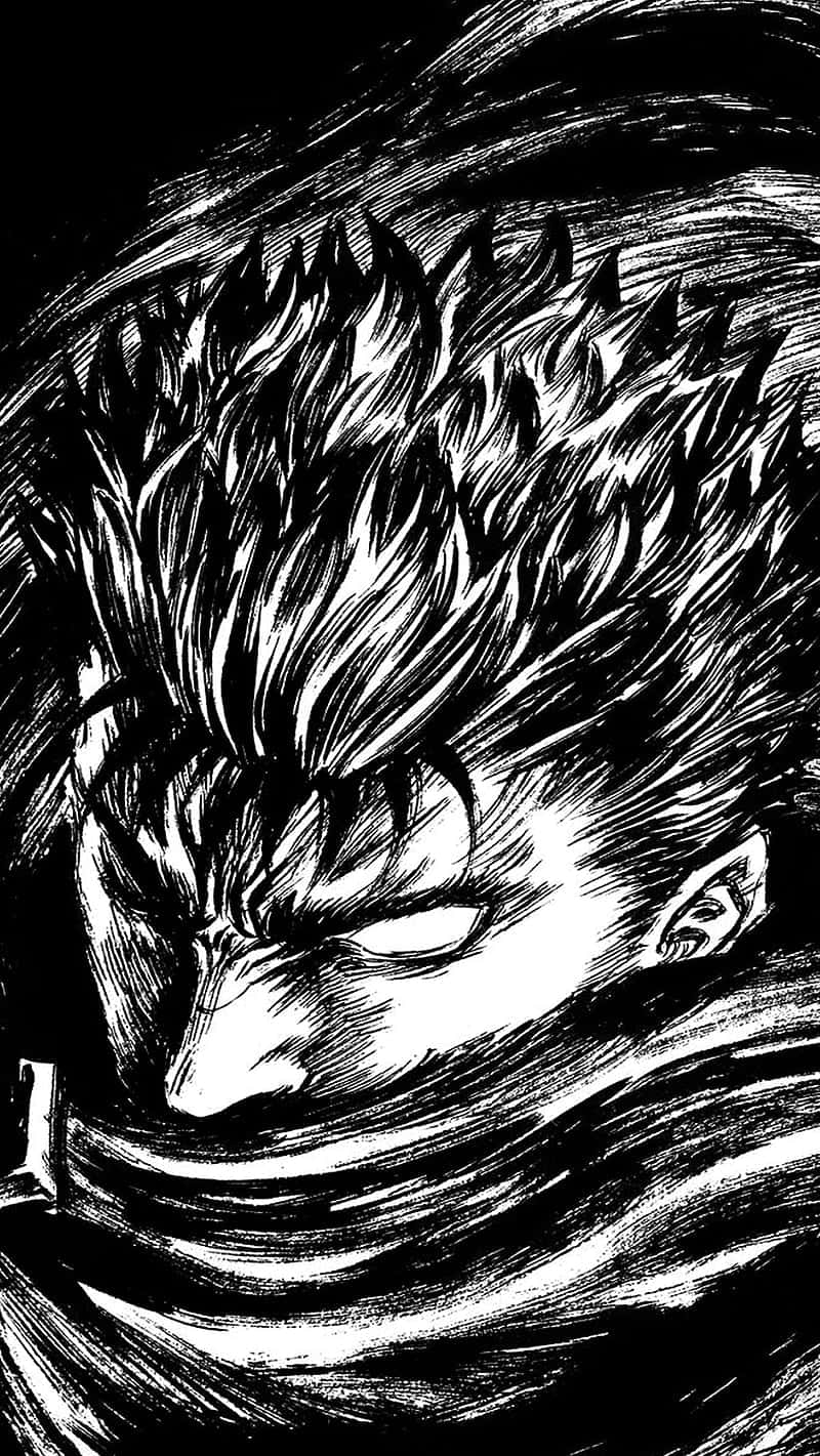 Guts' Heavily Inked In Black And White Anime Pfp