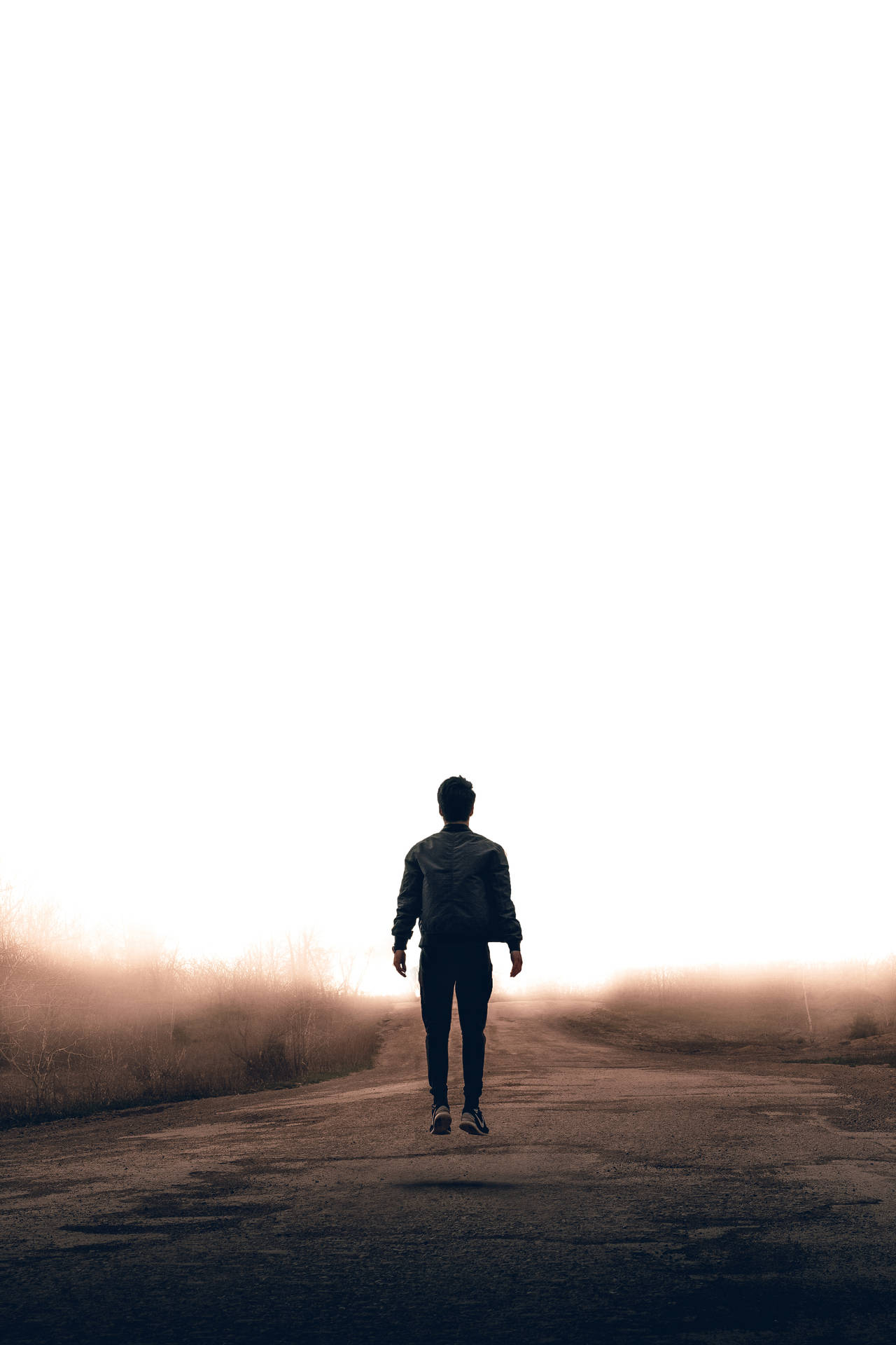 Guy On An Empty Road Background