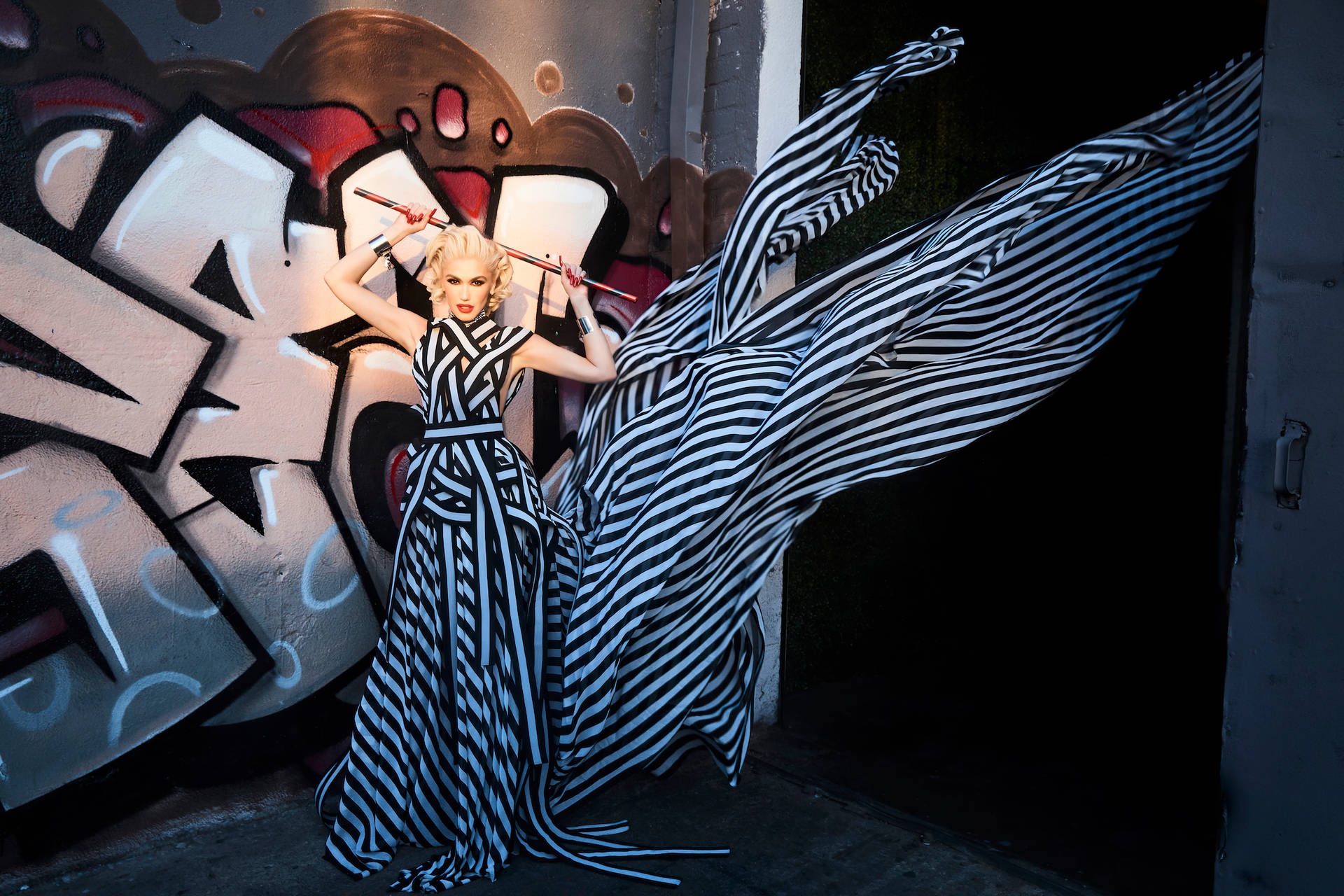 Gwen Stefani Striped Dress Background