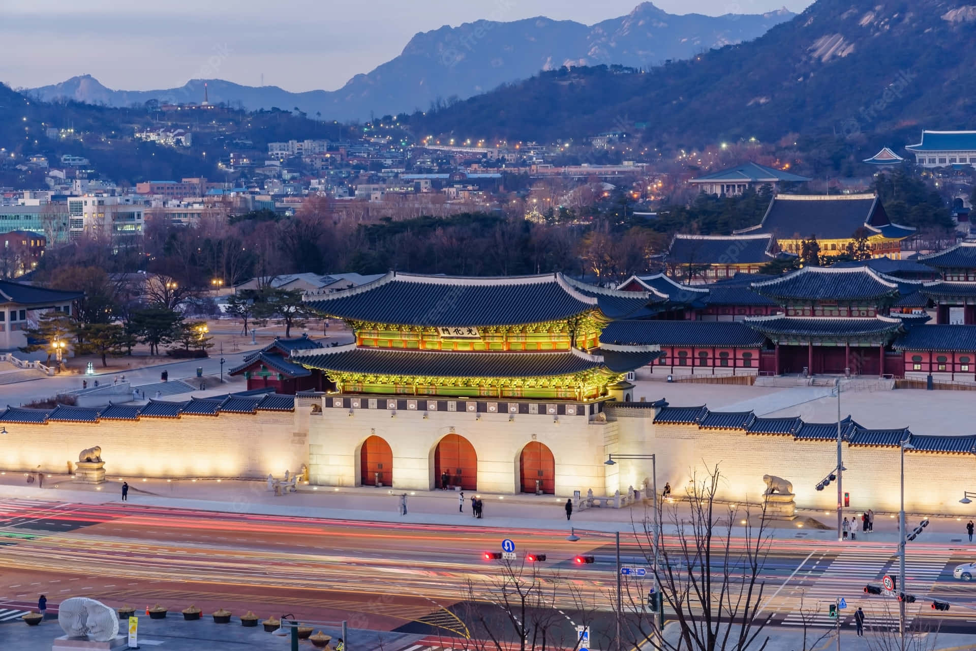Gyeongbokgung Palace Long Exposure Aerial Photo Background
