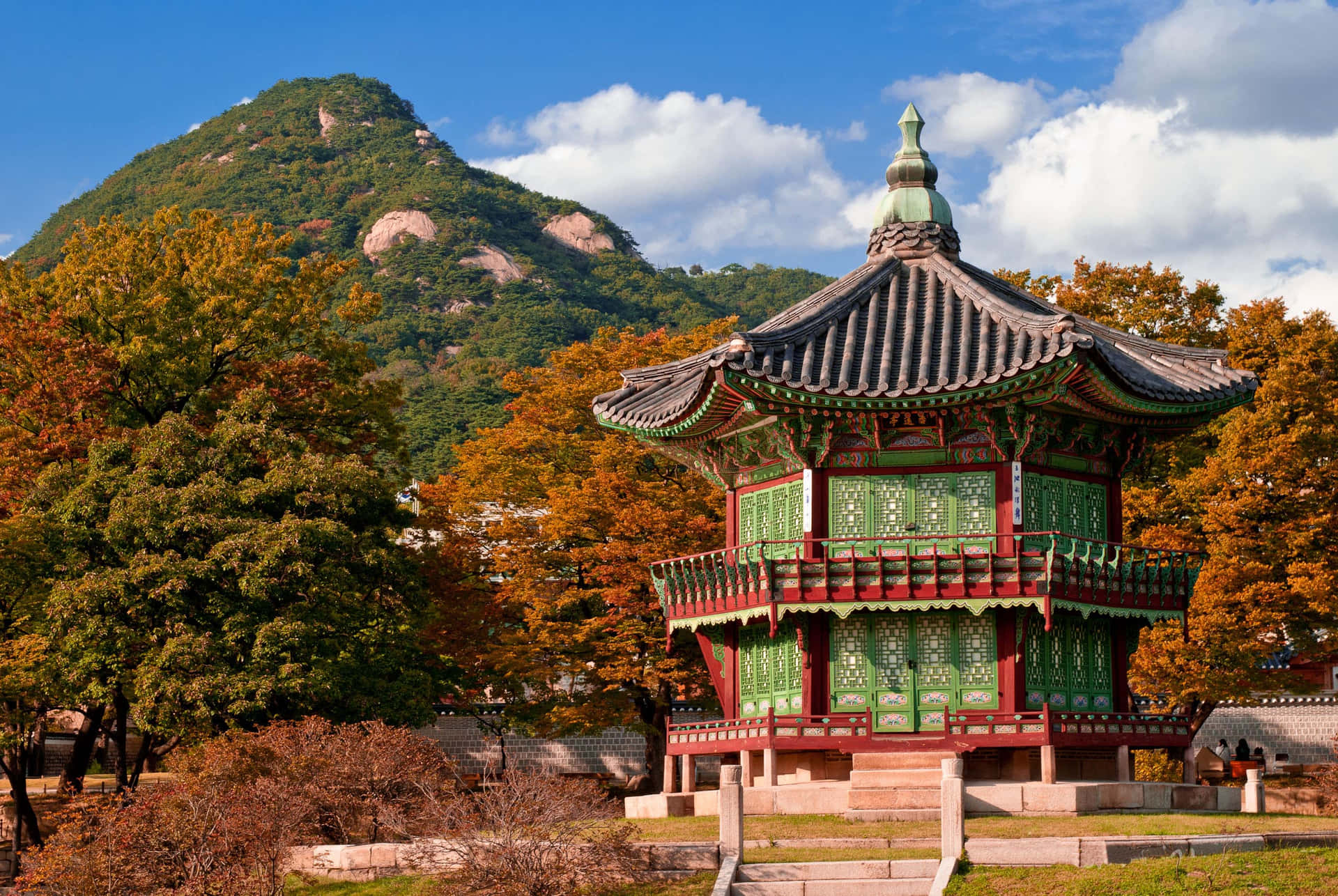 Gyeongbokgung Palace Pavilion Up Close Background