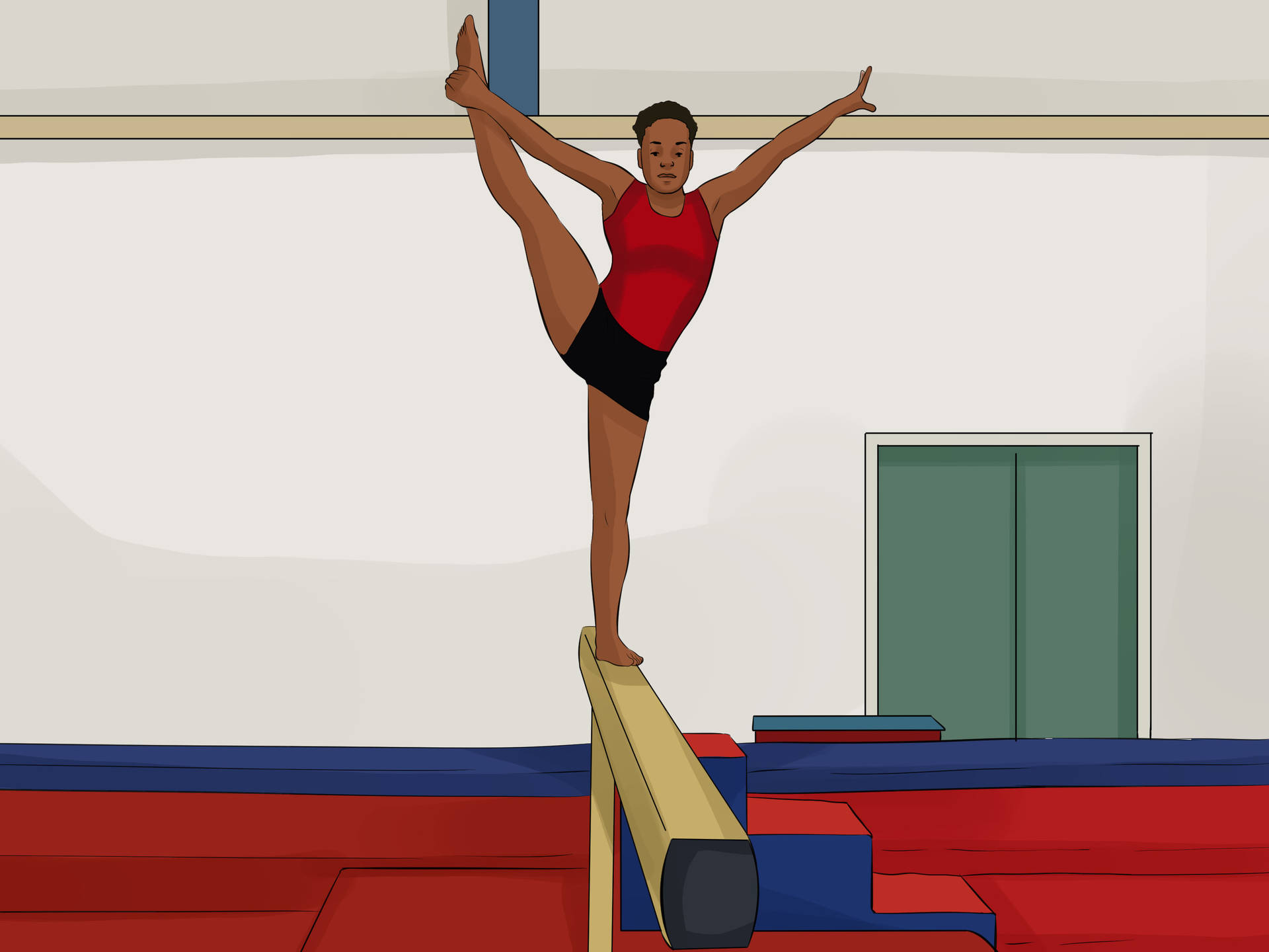 Gymnastics Balance Beam Vector Art