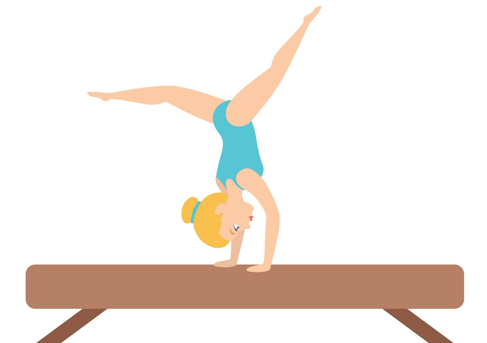 Gymnastics Girl On Balance Beam Cartoon Art