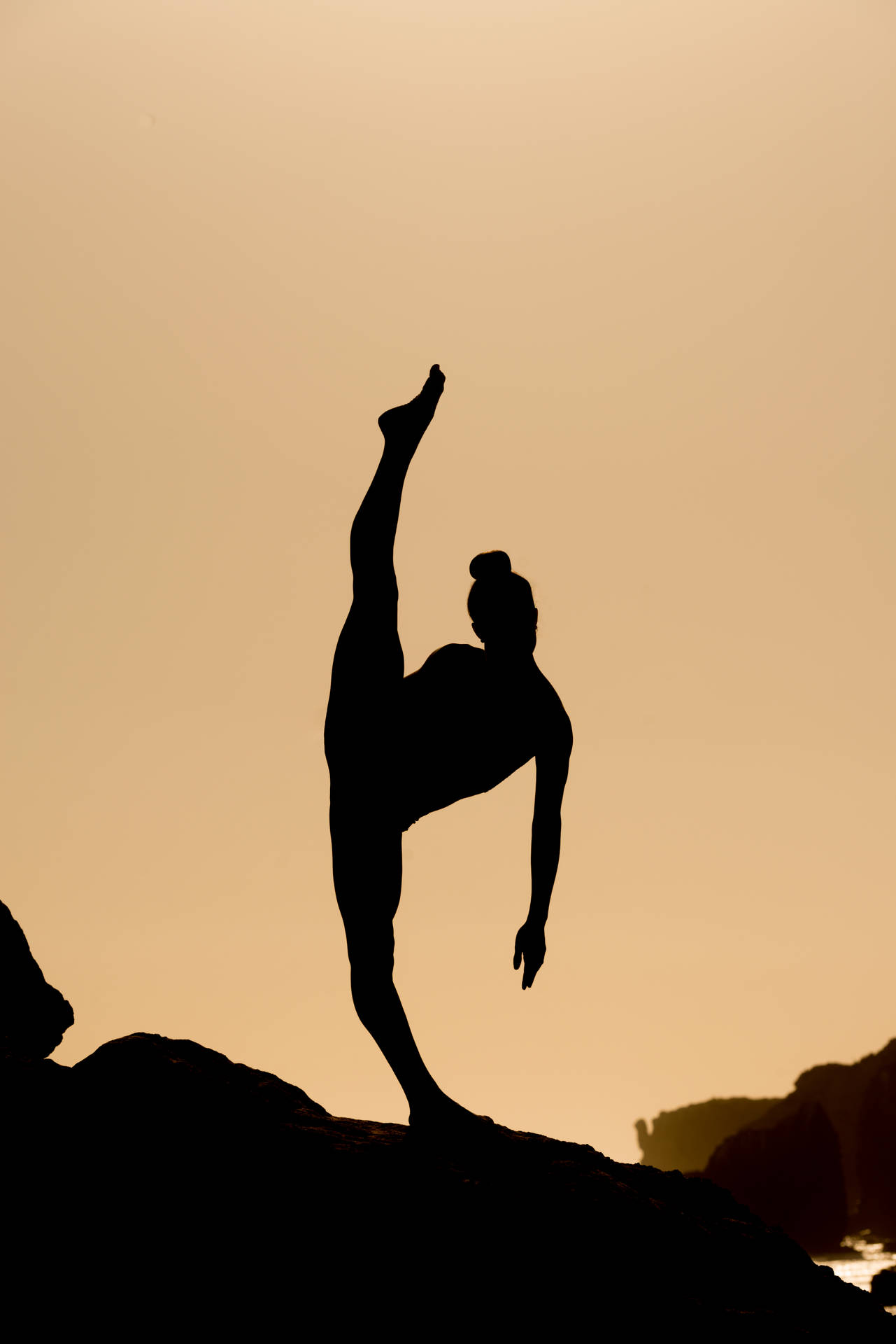 Gymnastics Leg Lift Silhouette Background