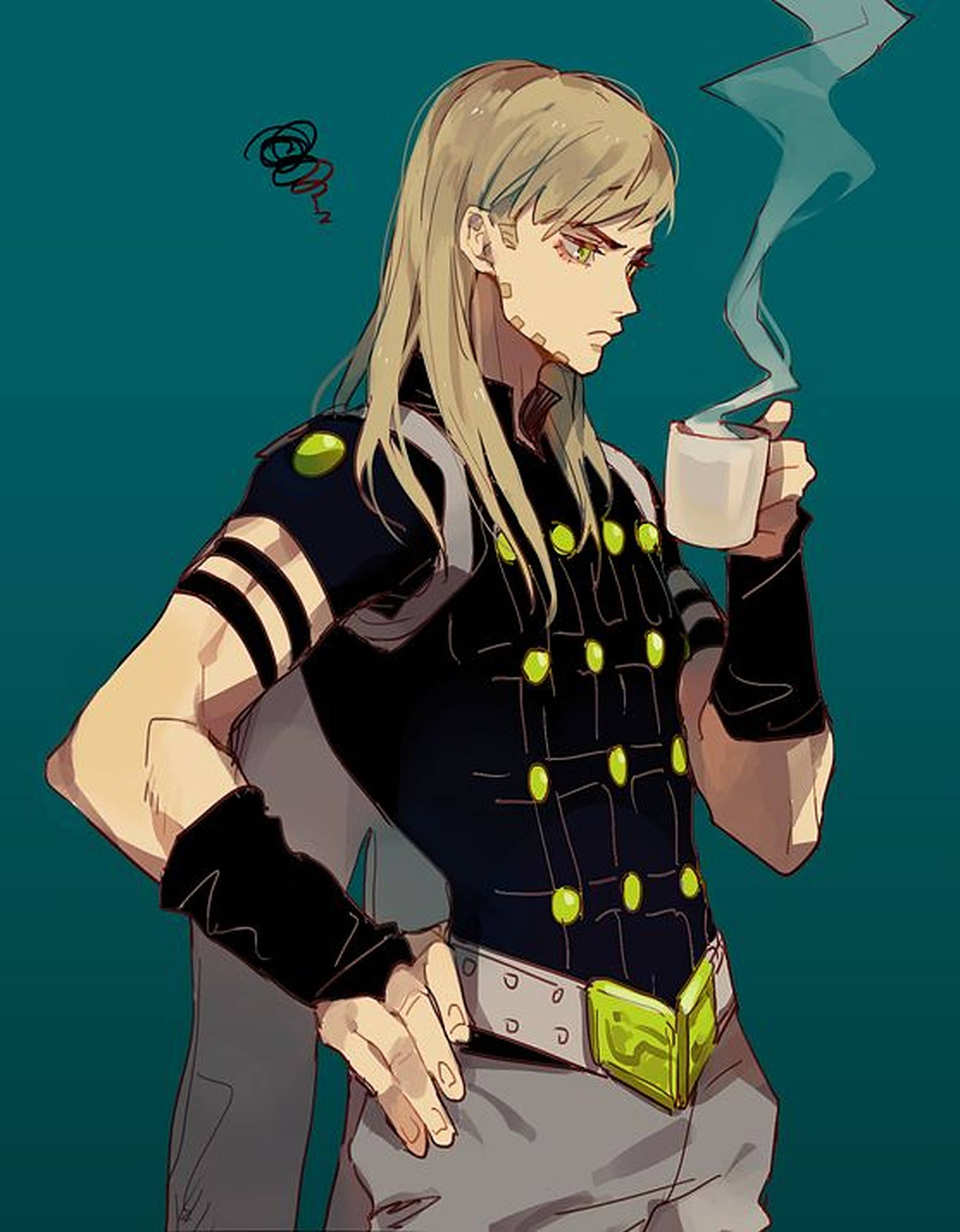 Gyro Zeppeli With Coffee Background