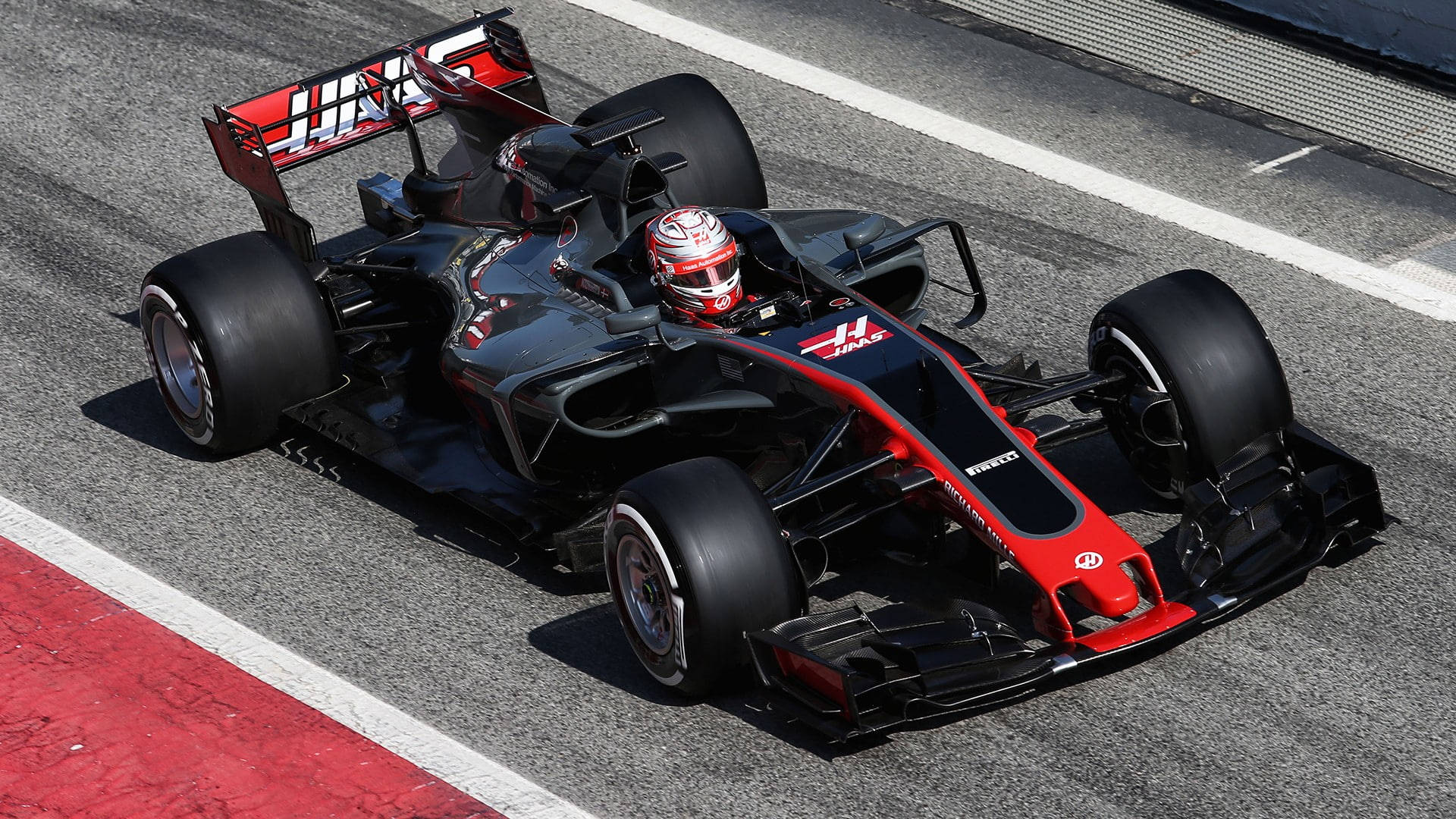 Haas F1 Black And Red Background