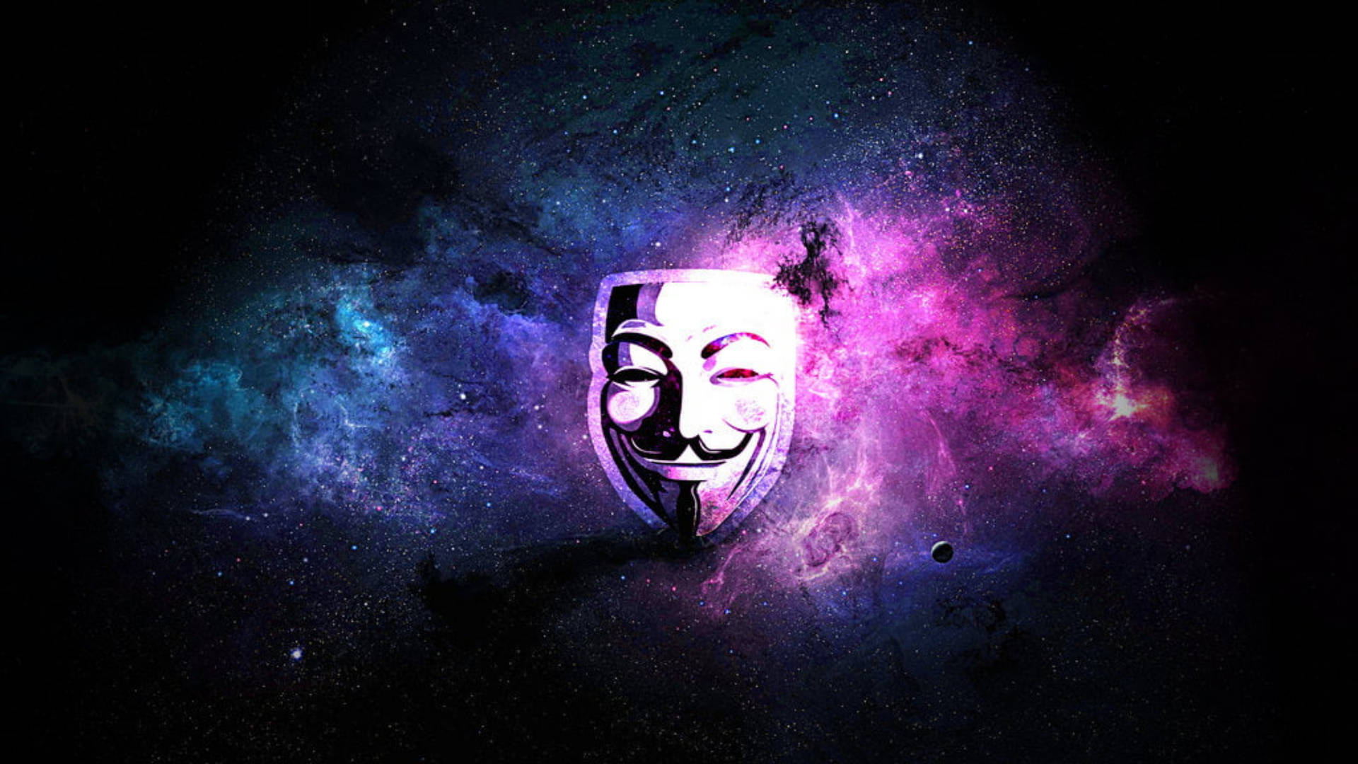 Hacker 4k Mask In Nebula-like Background Background