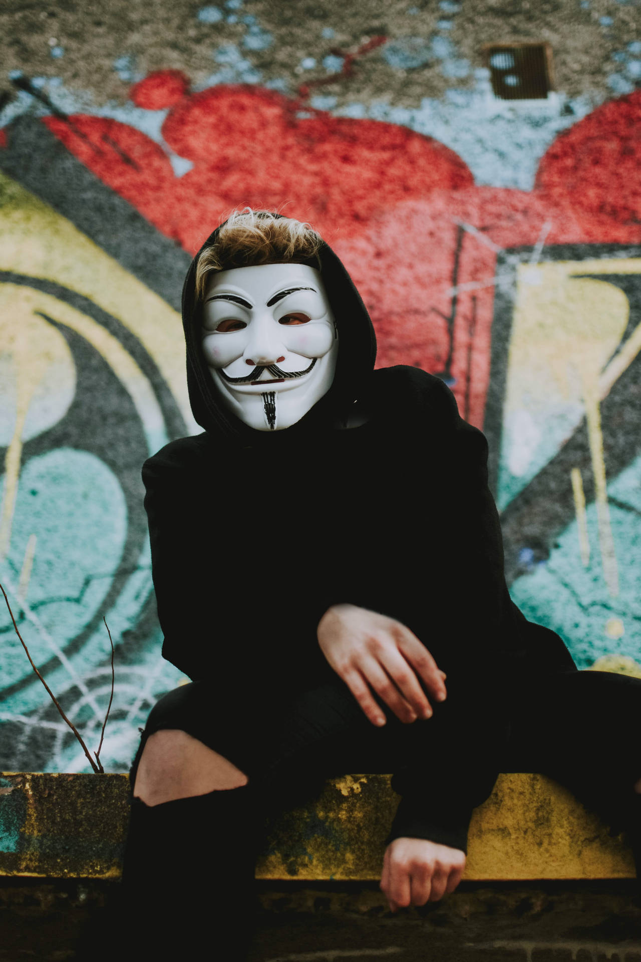 Hacker Mask Graffiti Art Background