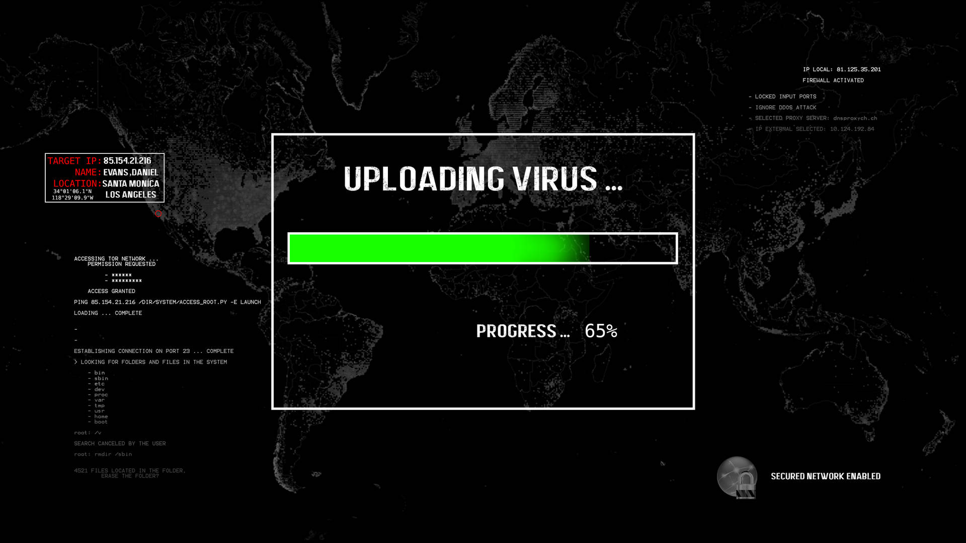 Hacker Uploading Virus Background