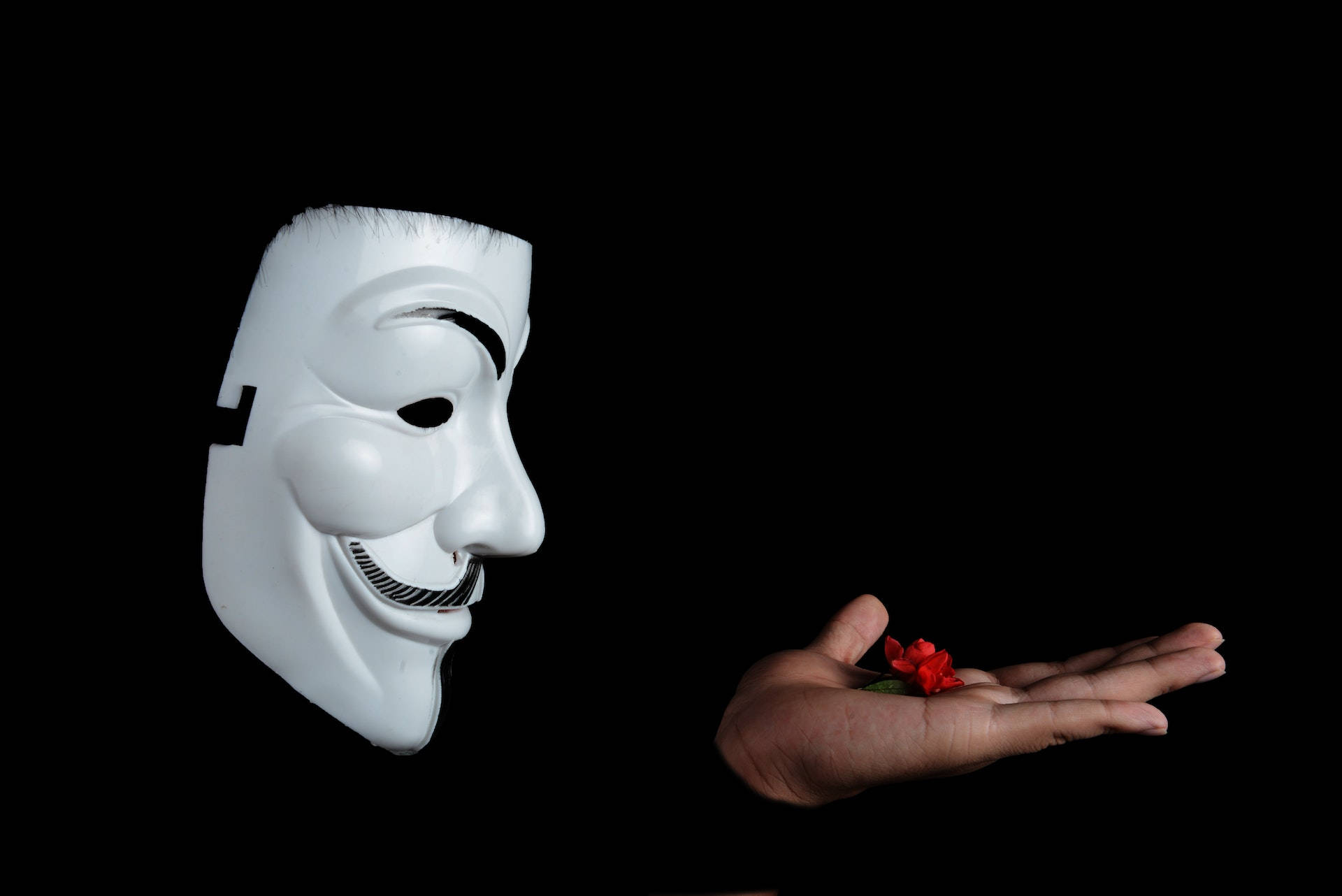 Hacker With Flower On Hand 3d Background