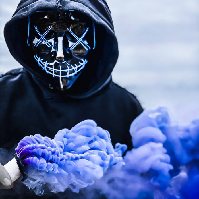 Hacker With Purple Smoke 3d Background