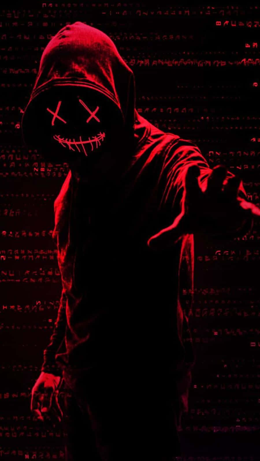 Hackerin Hoodiewith Smiley Mask Background