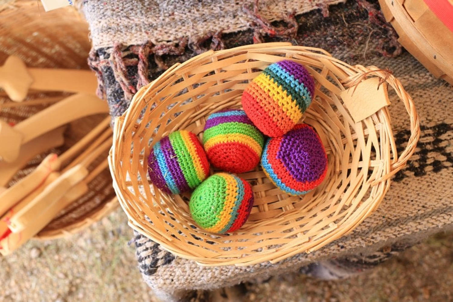 Hacky Sack Crochet Colorful Basket Background