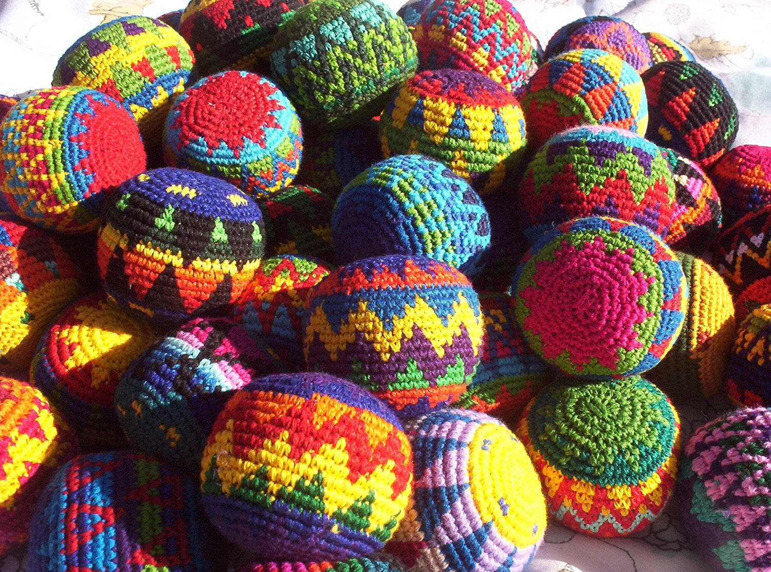 Hacky Sack Crochet Colorful Diagonal Zigzag Background