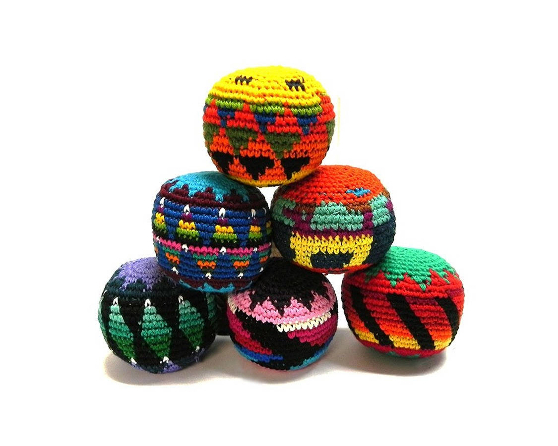 Hacky Sack Crochet Colorful Shapes Background