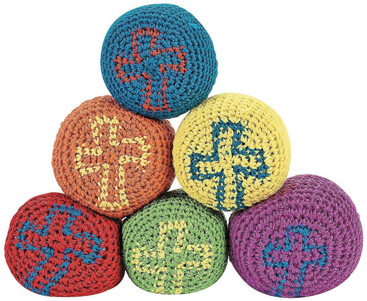 Hacky Sack Crochet Cross Pastel Background