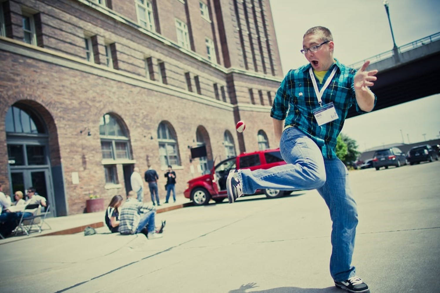 Hacky Sack Player Retro Aesthetic Background