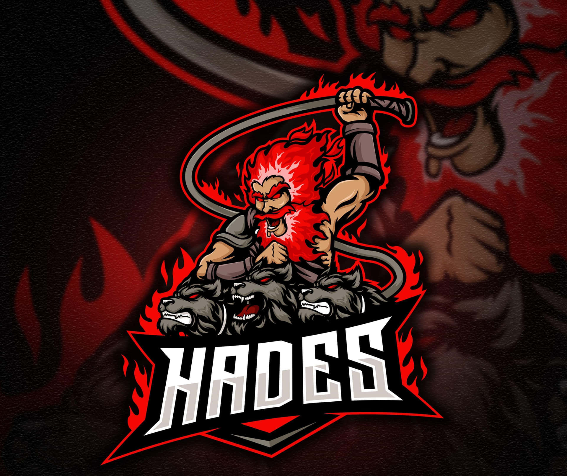 Hades_ Fiery_ Three Headed_ Dog_and_ Warrior Background