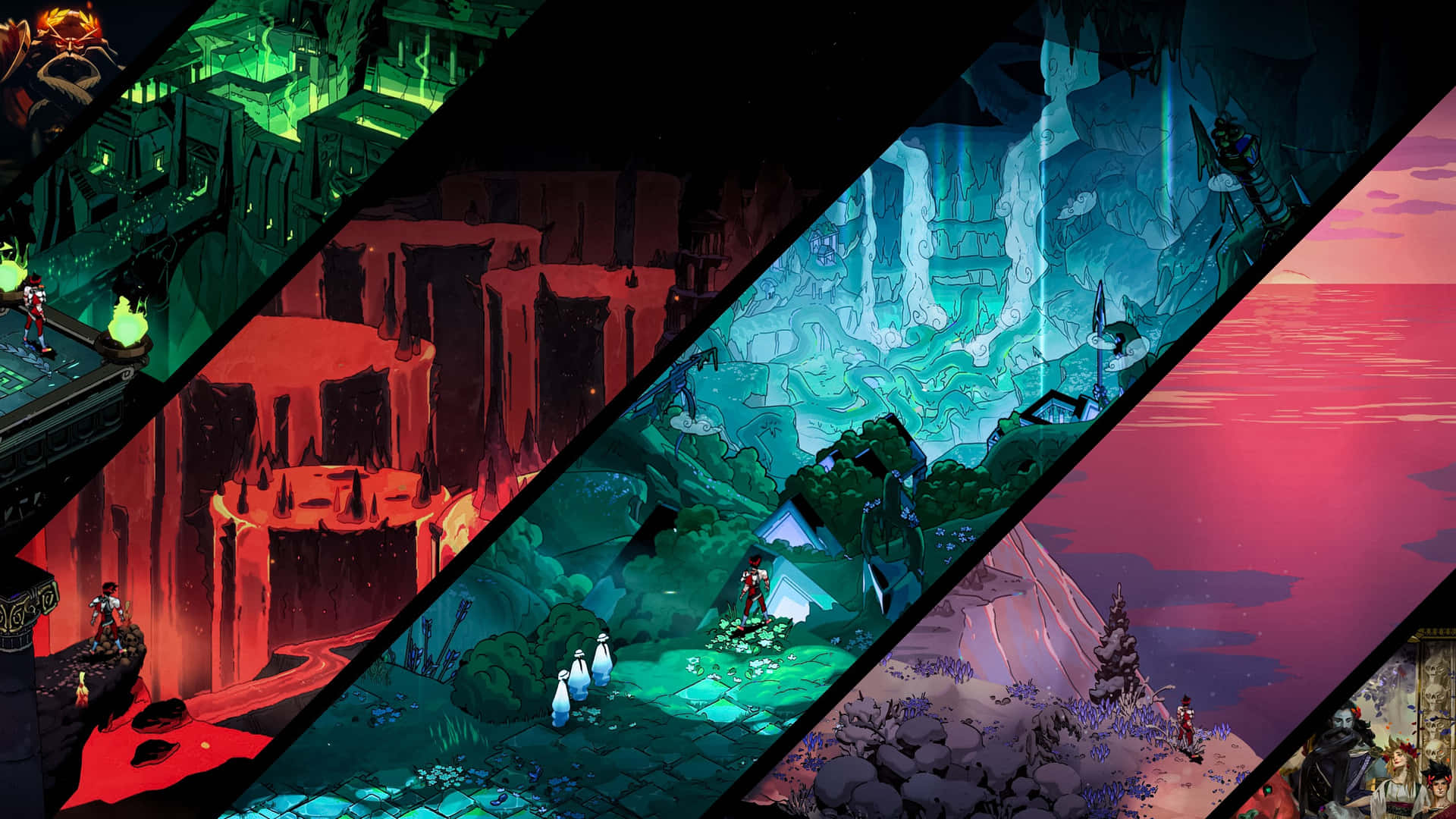 Hades Game Underworld Realms Collage Background