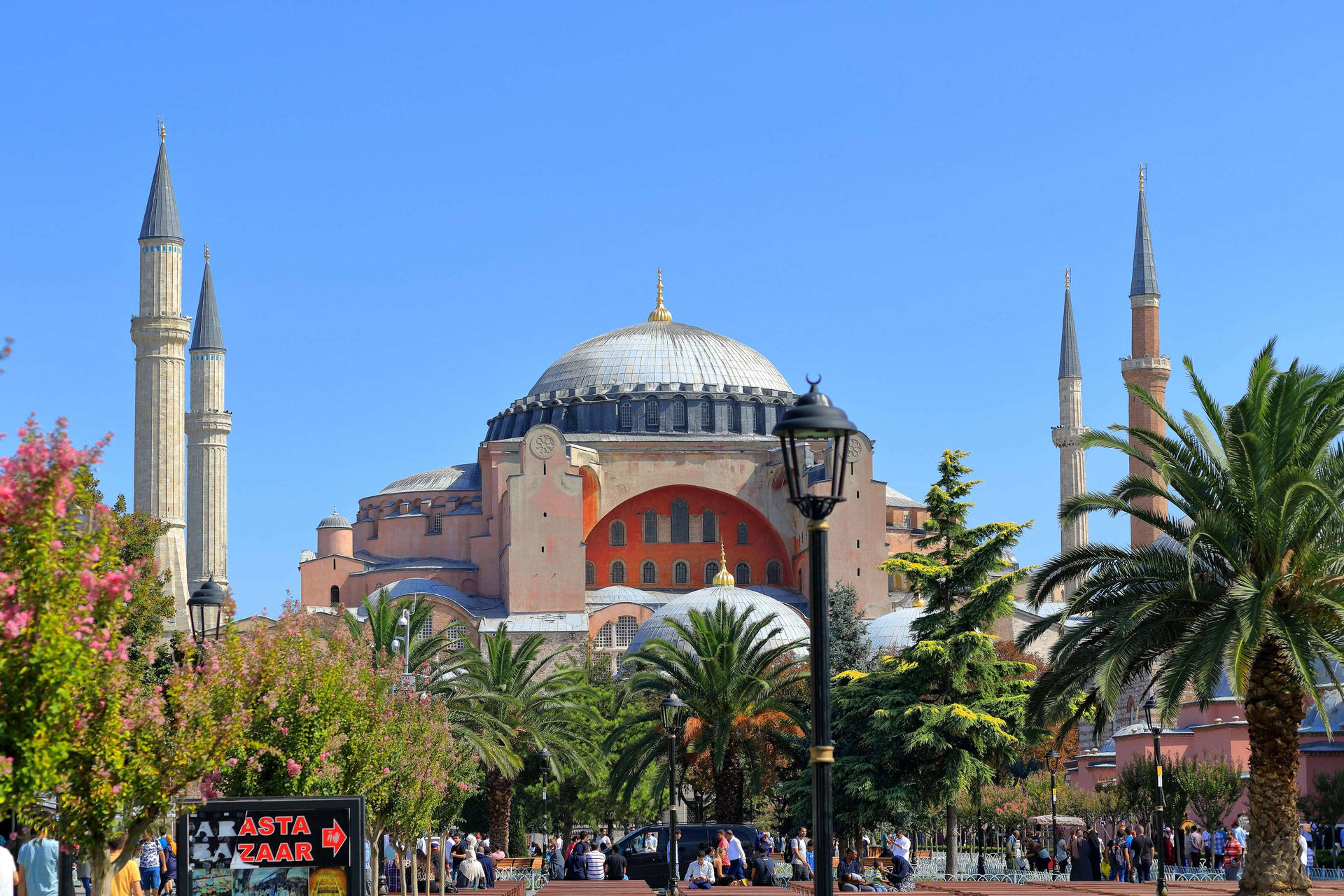 Hagia Sophia And Park Background