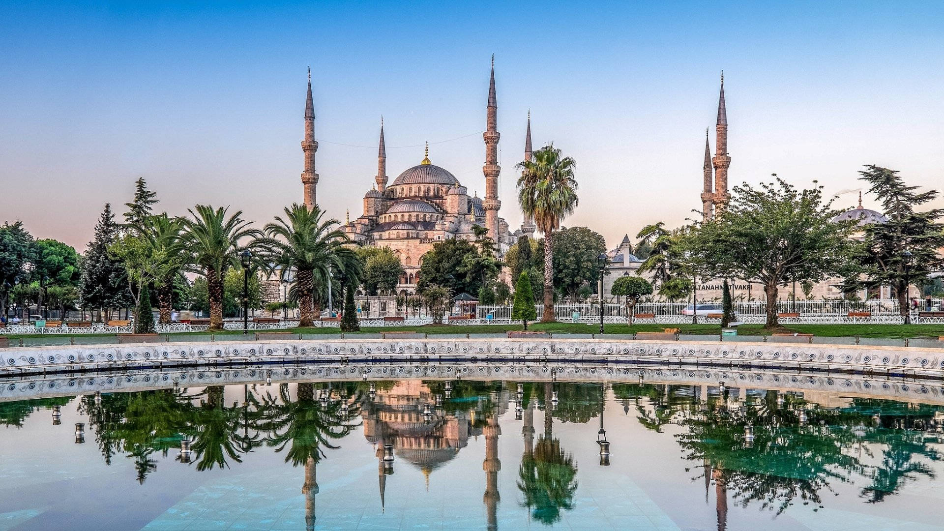 Hagia Sophia And Pond Background