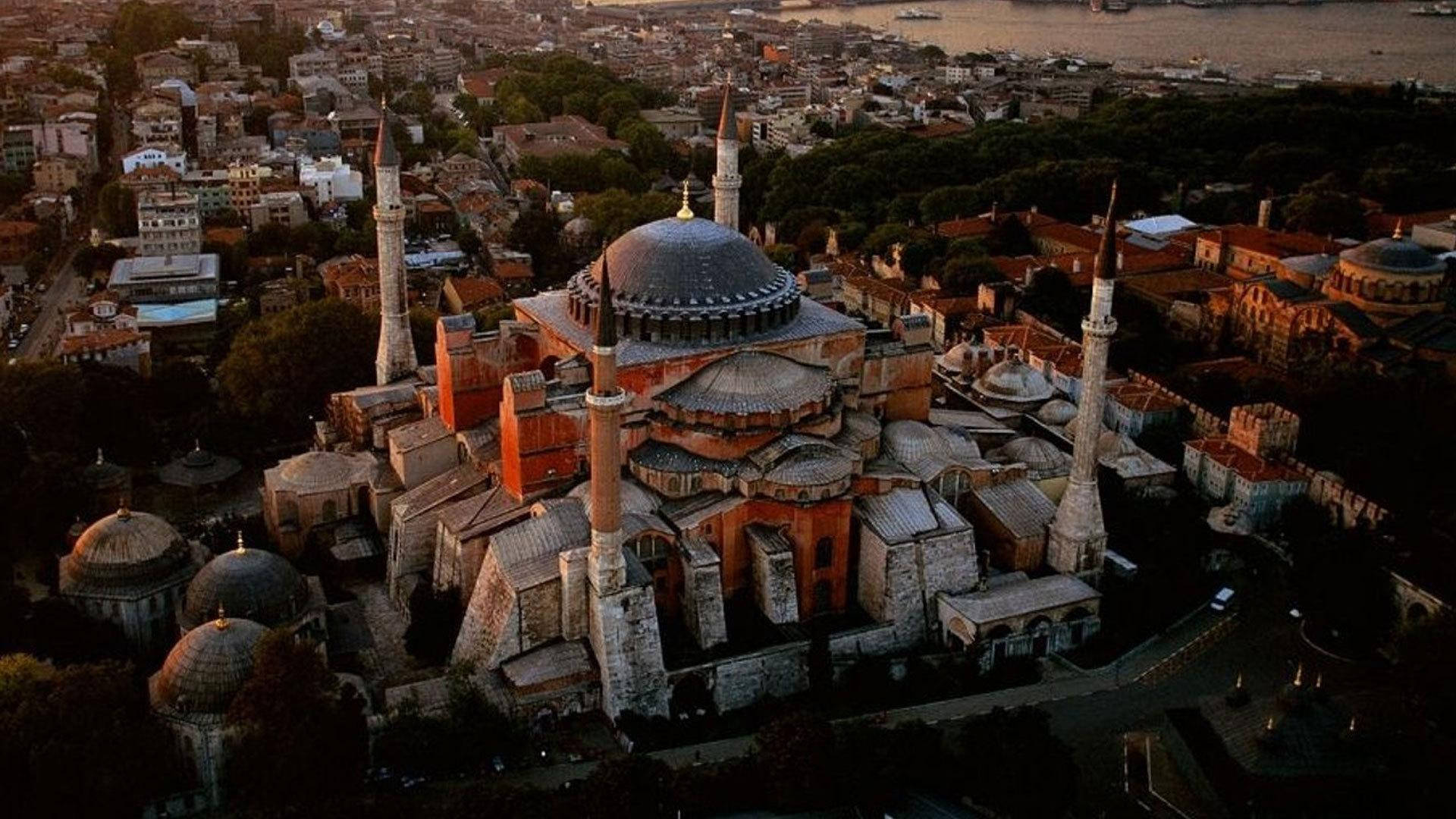 Hagia Sophia Drone Shot Background