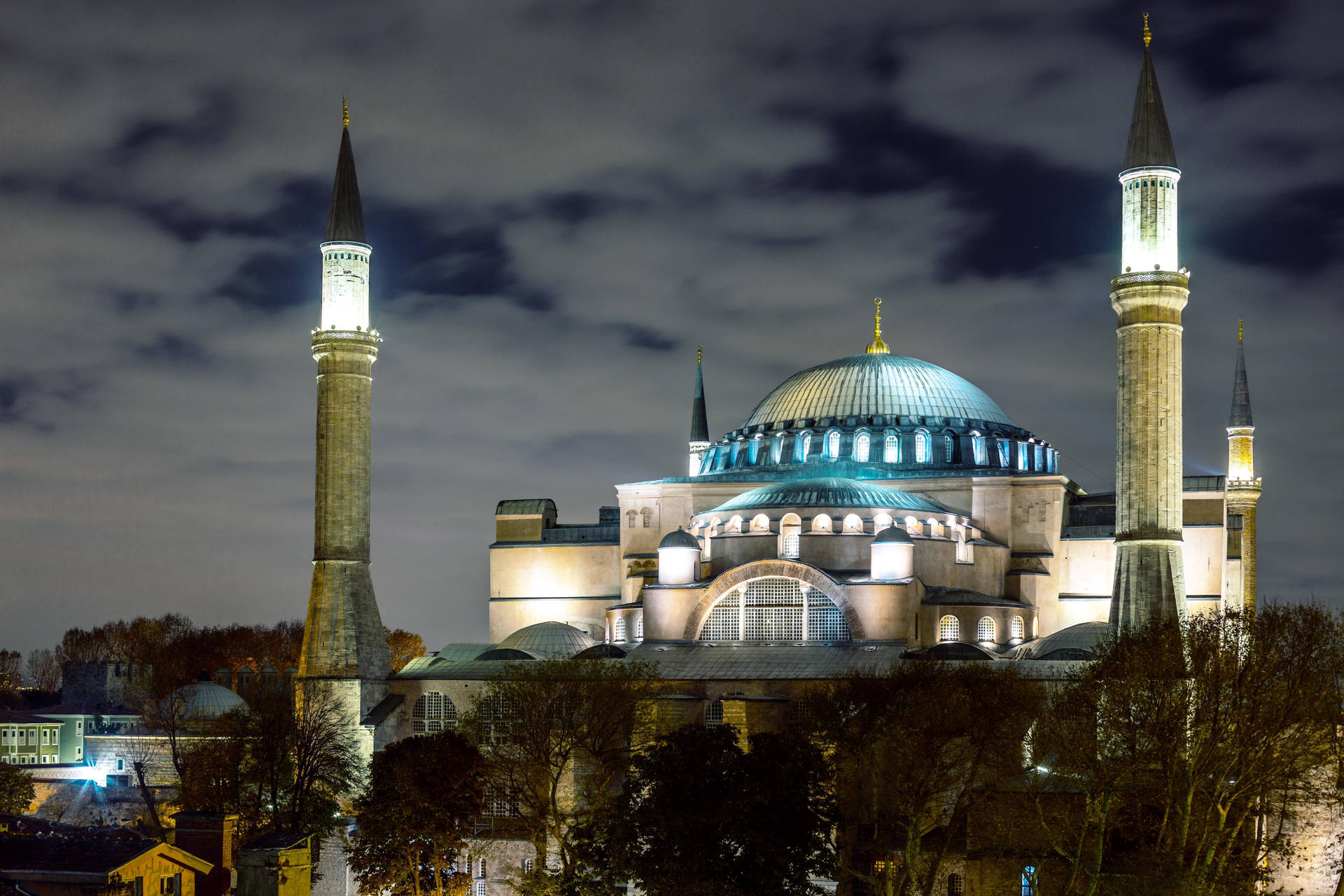 Hagia Sophia Lit-up At Night