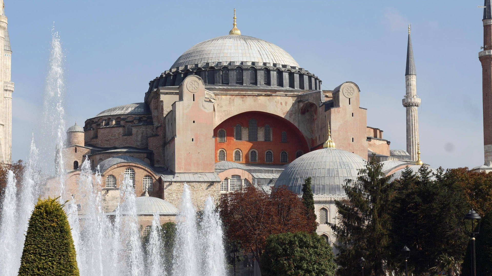 Hagia Sophia With One Spire Background