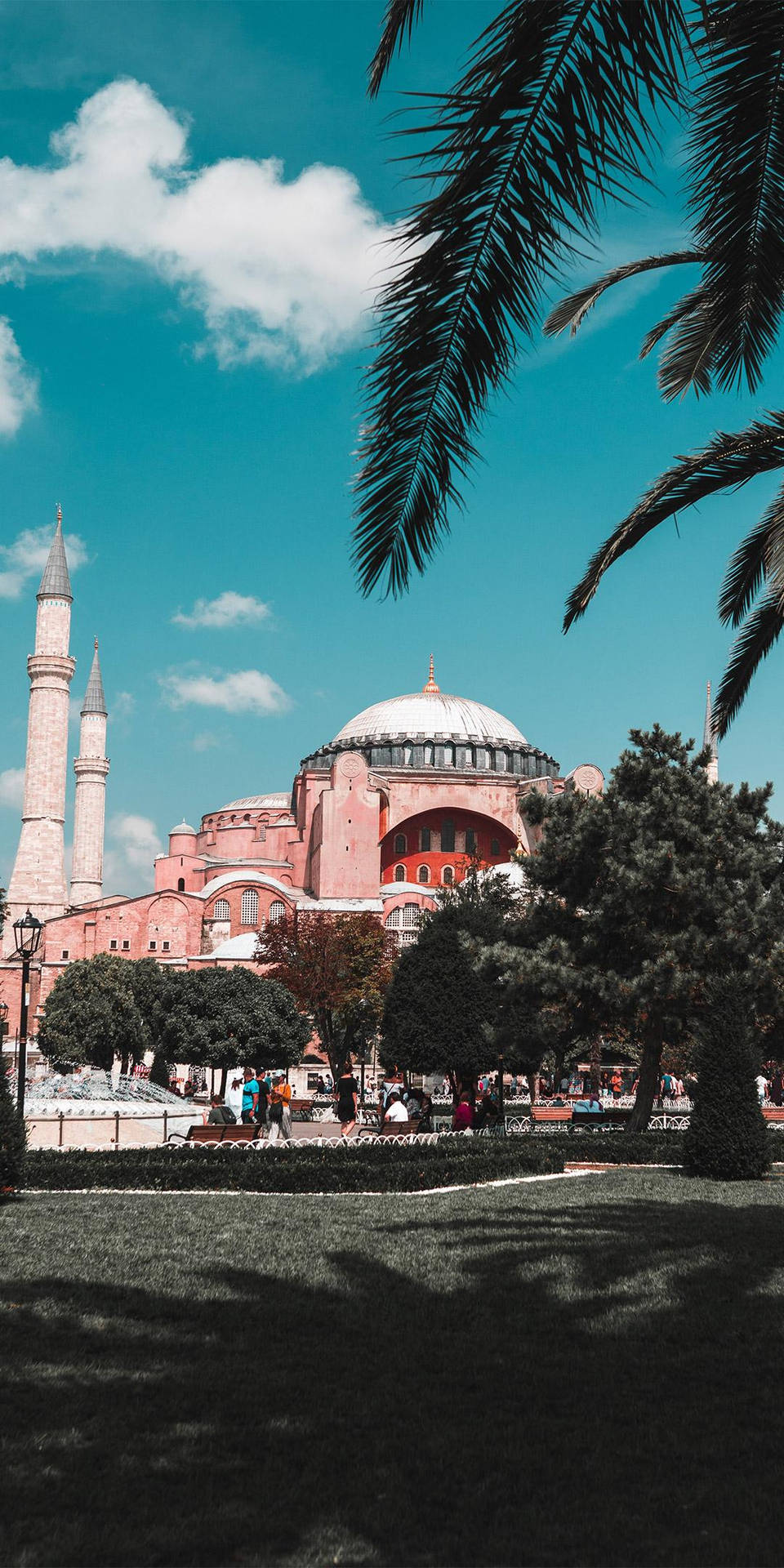 Hagia Sophia With Red Facade Background