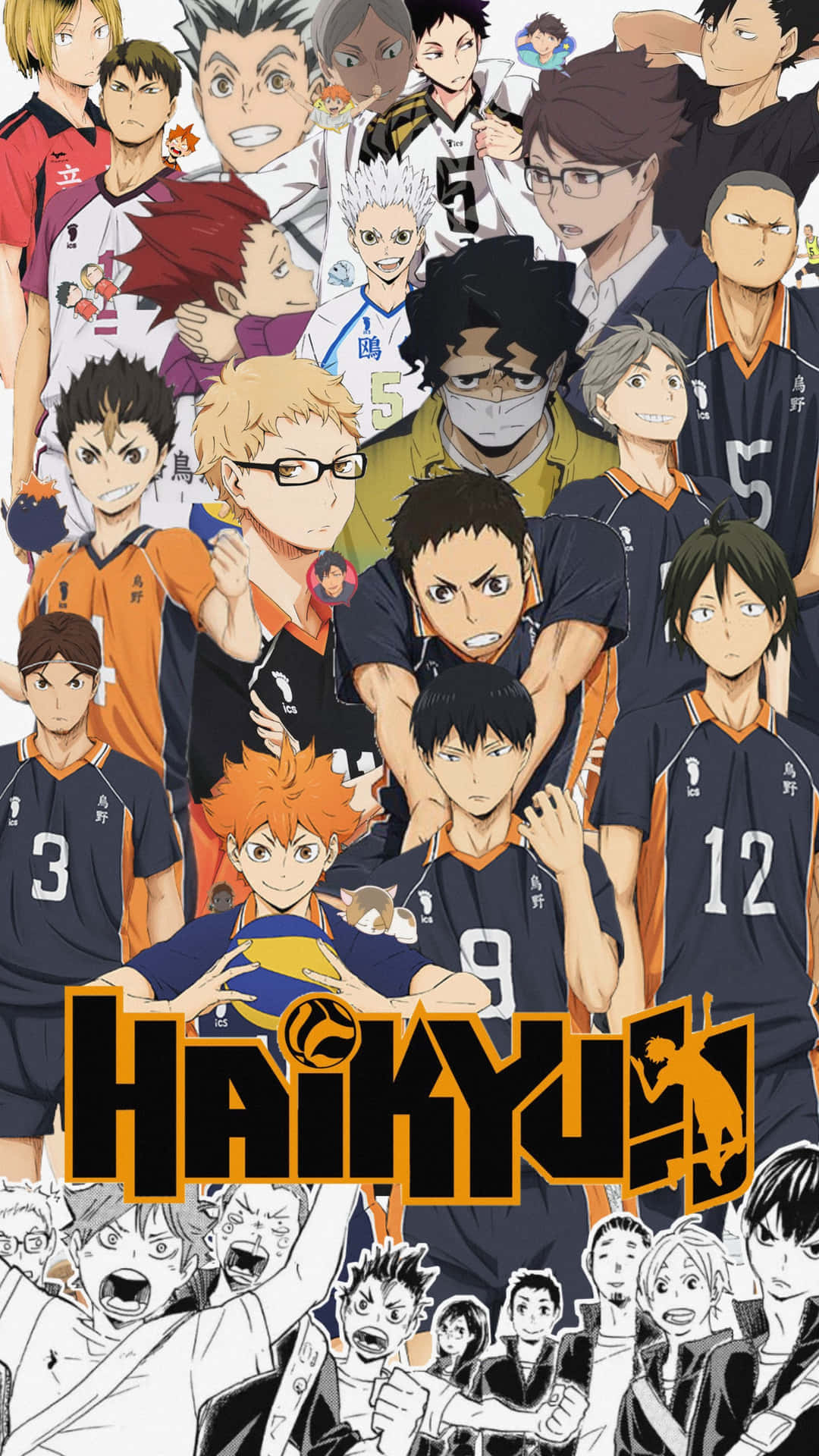 Haikyuu Anime Volleyball Team Collage Background