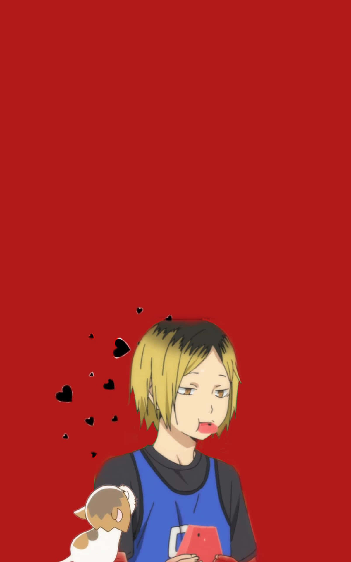 Haikyuu Character With Phoneand Plushie Background