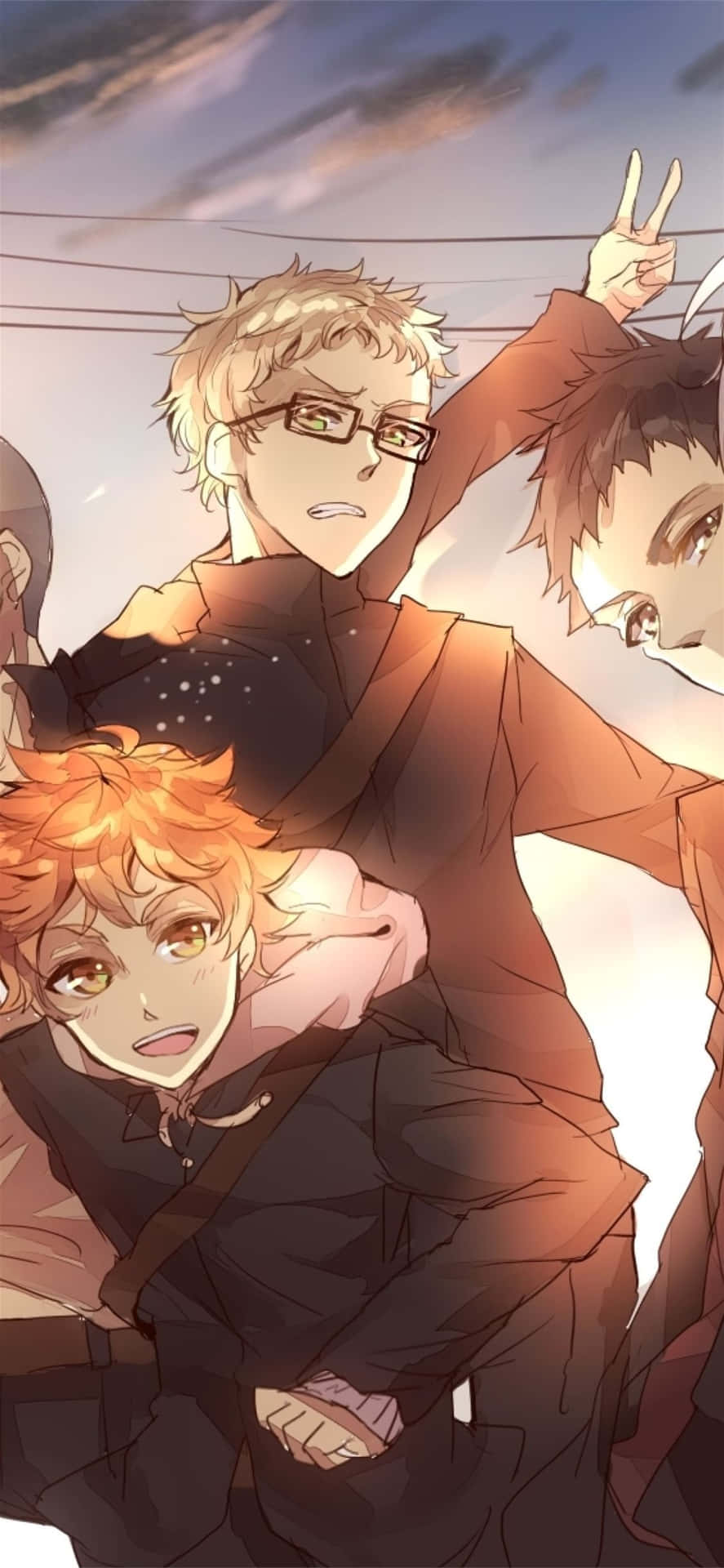 Haikyuu Characters Sunset Glow Background