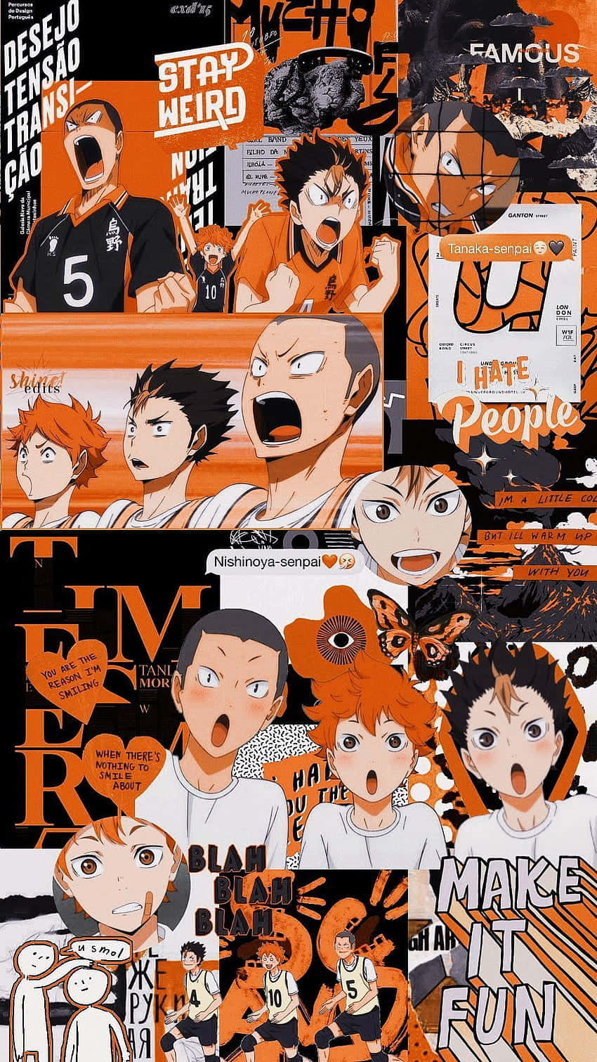 Haikyuu Collage Orange Black Theme Background