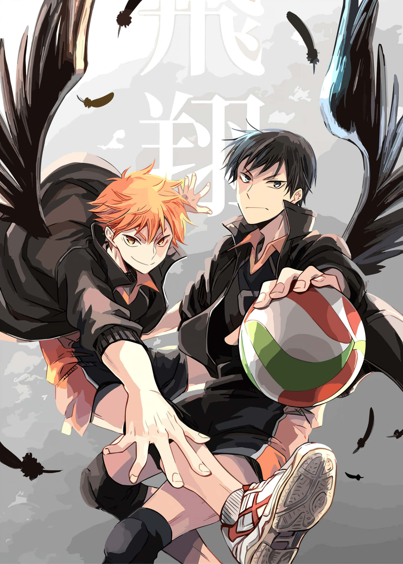 Haikyuu Duo Wingsand Volleyball Background