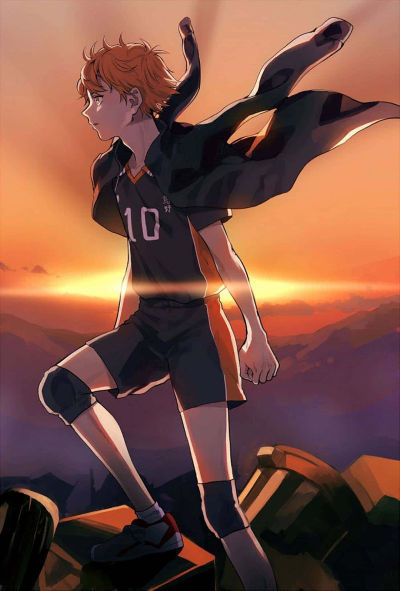 Haikyuu Sunset Volleyball Spirit Background