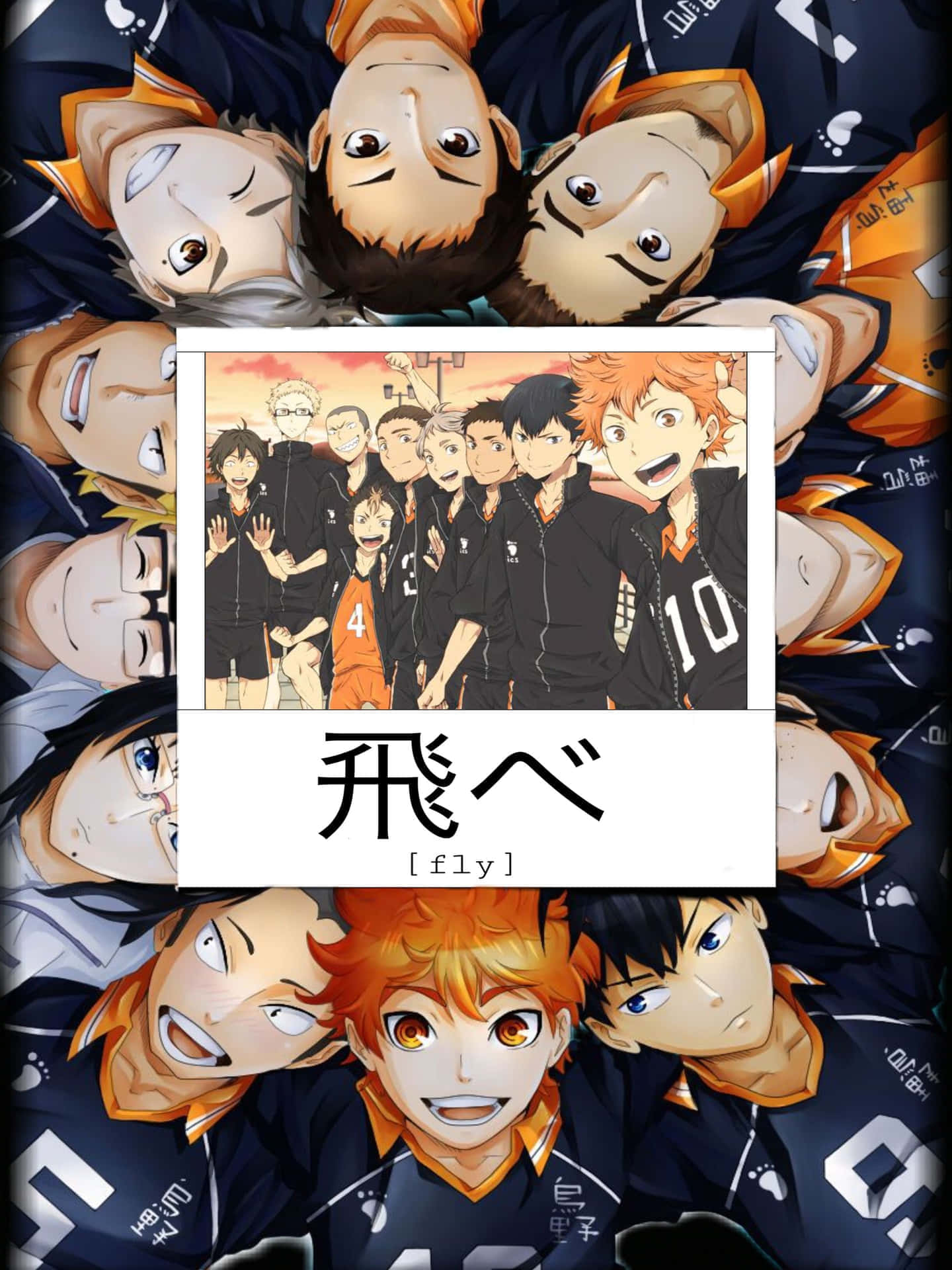 Haikyuu Team Circleand Victory Pose Background