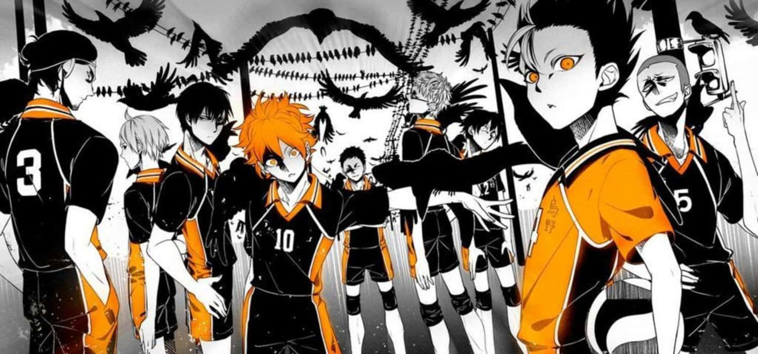 Haikyuu Team Orange Black Uniforms Background
