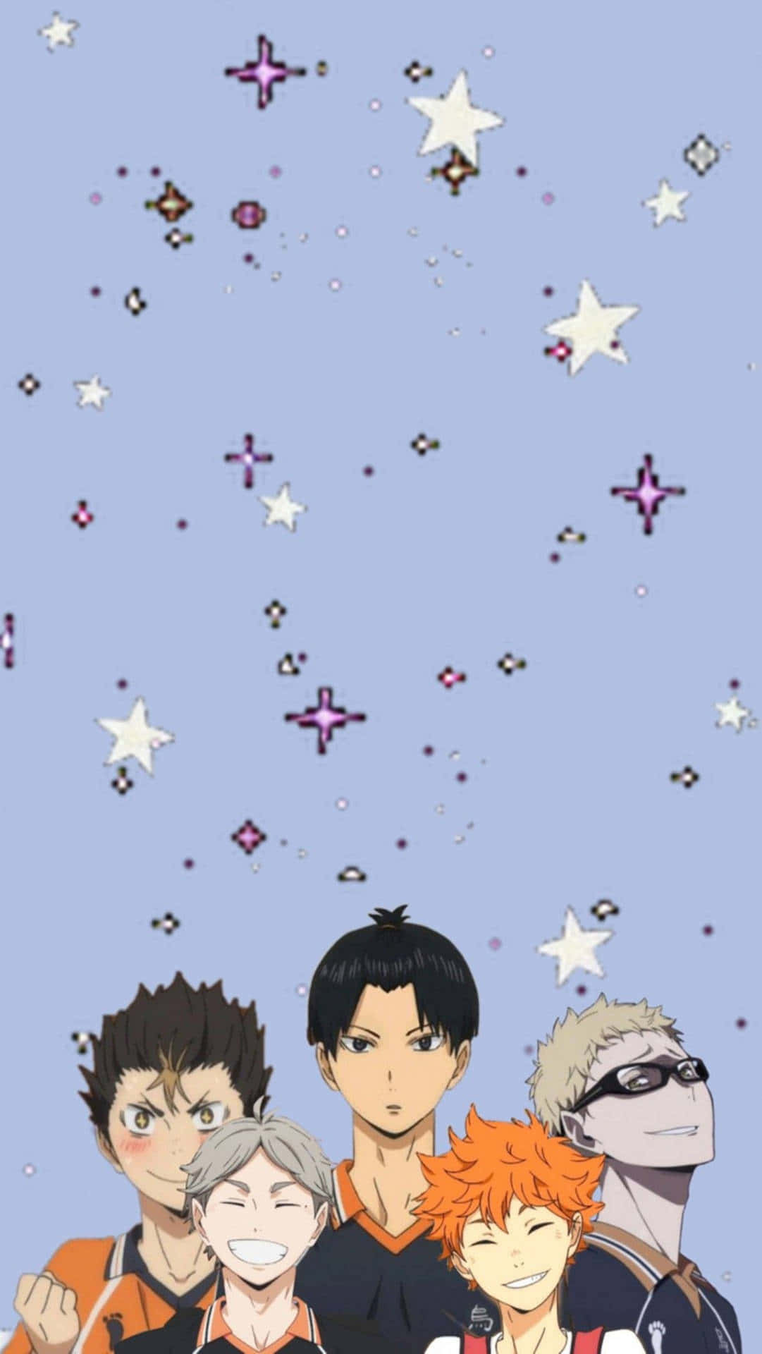 Haikyuu Team Smiles Starry Backdrop Background