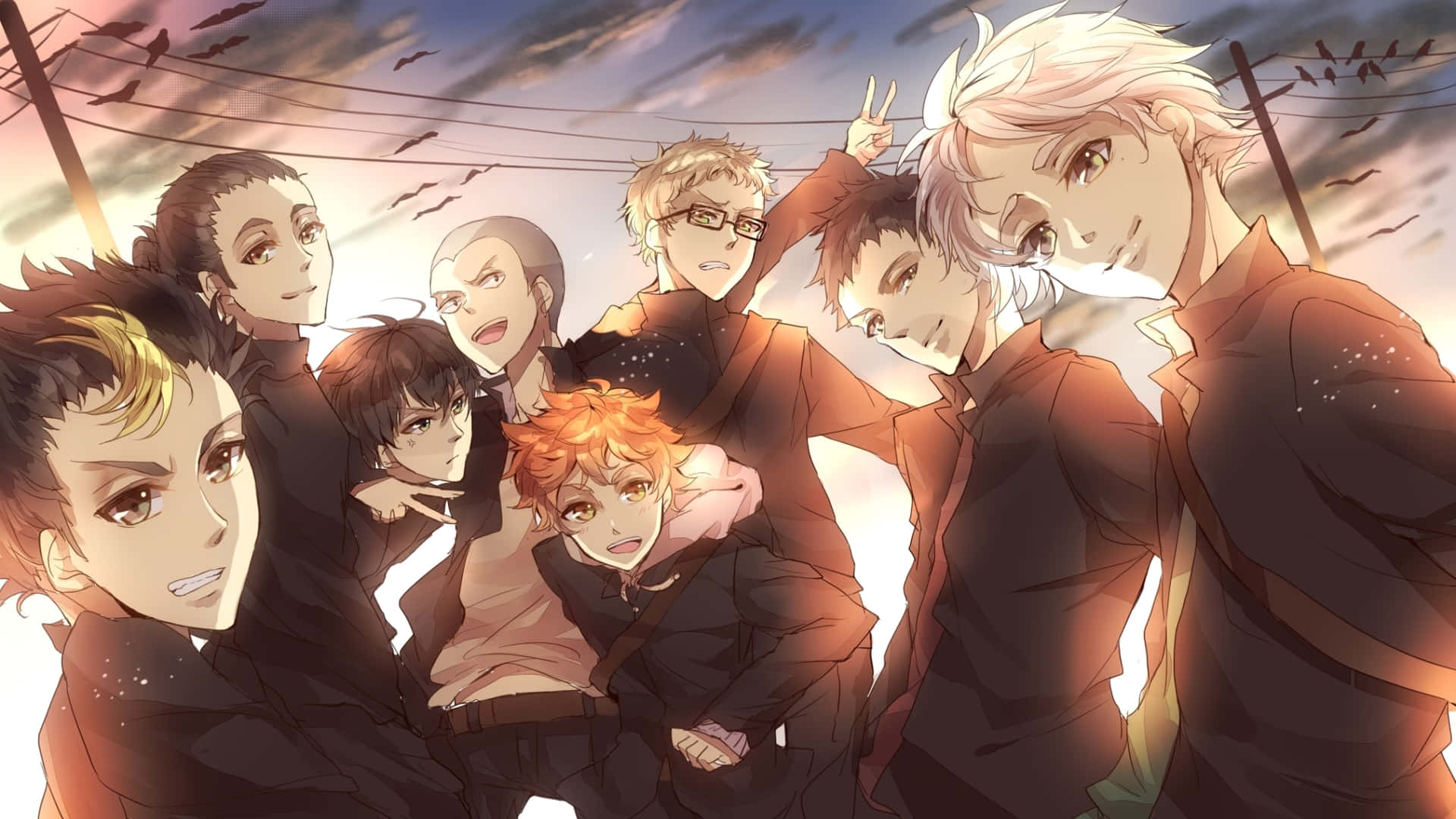 Haikyuu Team Sunset Glow Background