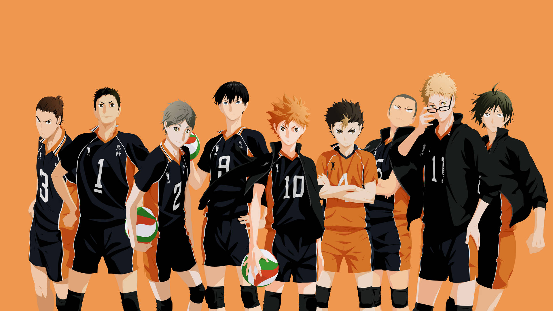 Haikyuu Teams In Volleyball Jerseys Background