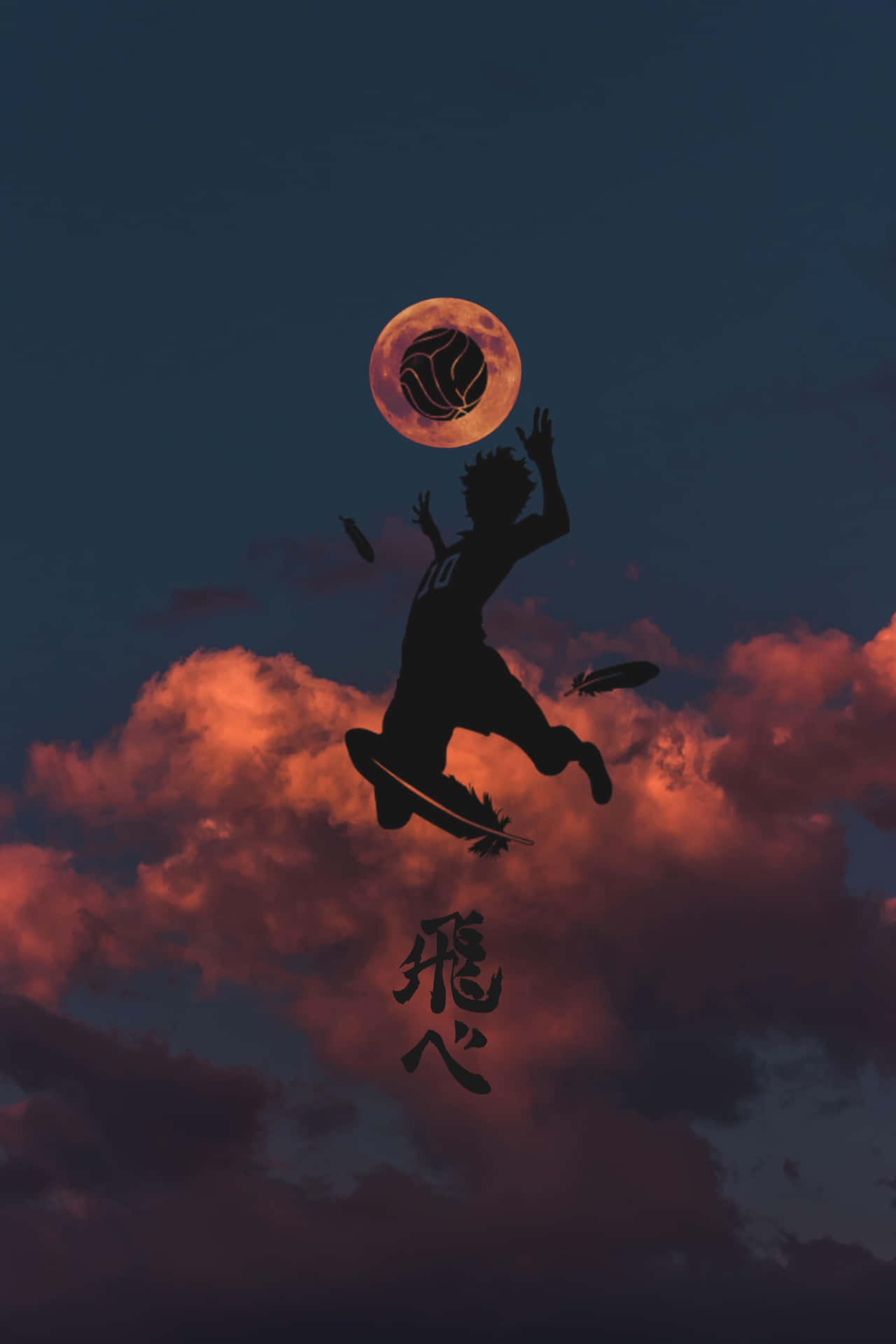 Haikyuu Volleyball Moon Silhouette Background